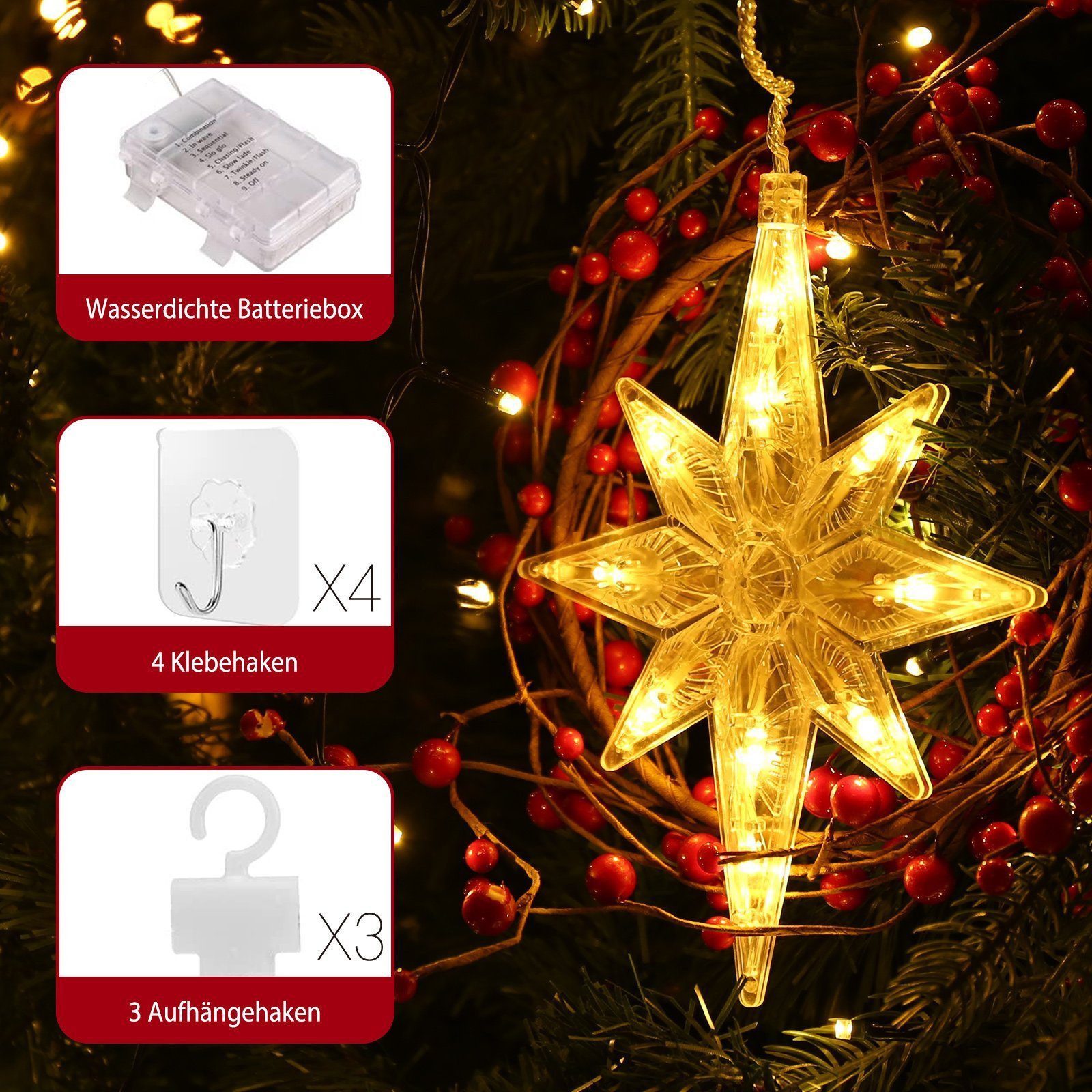 Elegear LED-Lichterkette 0.3/0.6/0.8M Led weihnachtsdeko fenster, weihnacht günstig online kaufen