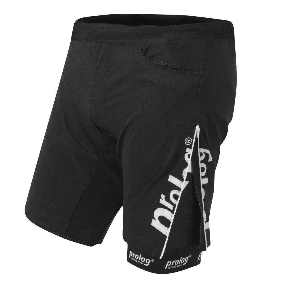 prolog cycling wear Bikerhose After Race Shorts, Kurze Freizeithose mit 2  seitlichen Reißverschlüssen, leicht, elastisch, wind- und wasserabweisend  seitliche, weit öffnende Reißverschlüsse