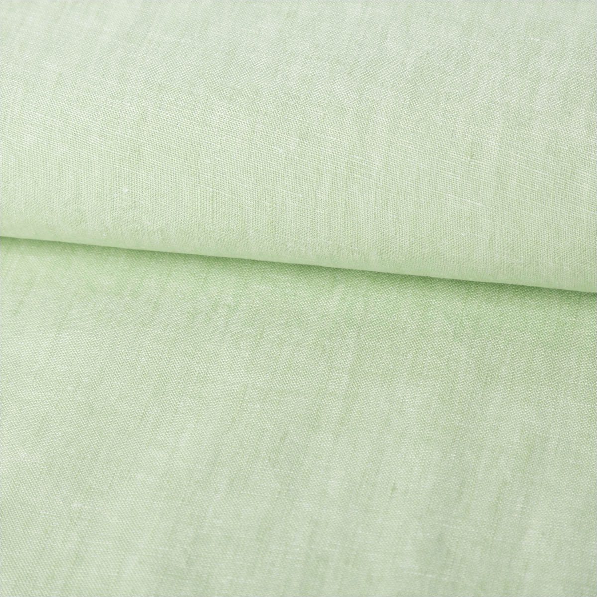 SCHÖNER LEBEN. Stoff Leinenstoff Reinleinen 100% Linnen uni hell grün meliert 1,35m Br., atmungsaktiv