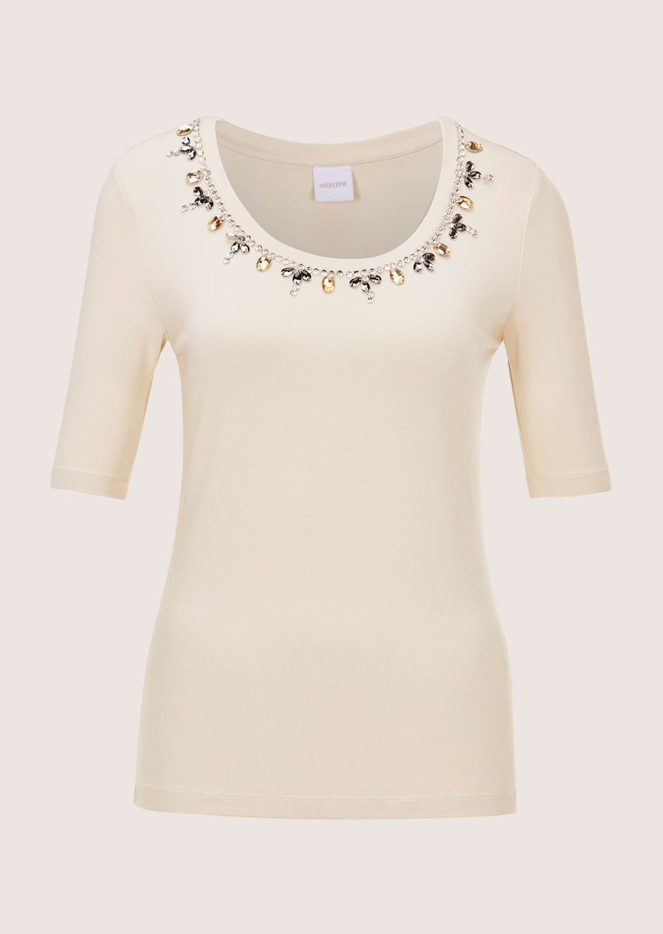 Kurzarmshirt Elegantes Oberteil mit Schmucksteinen