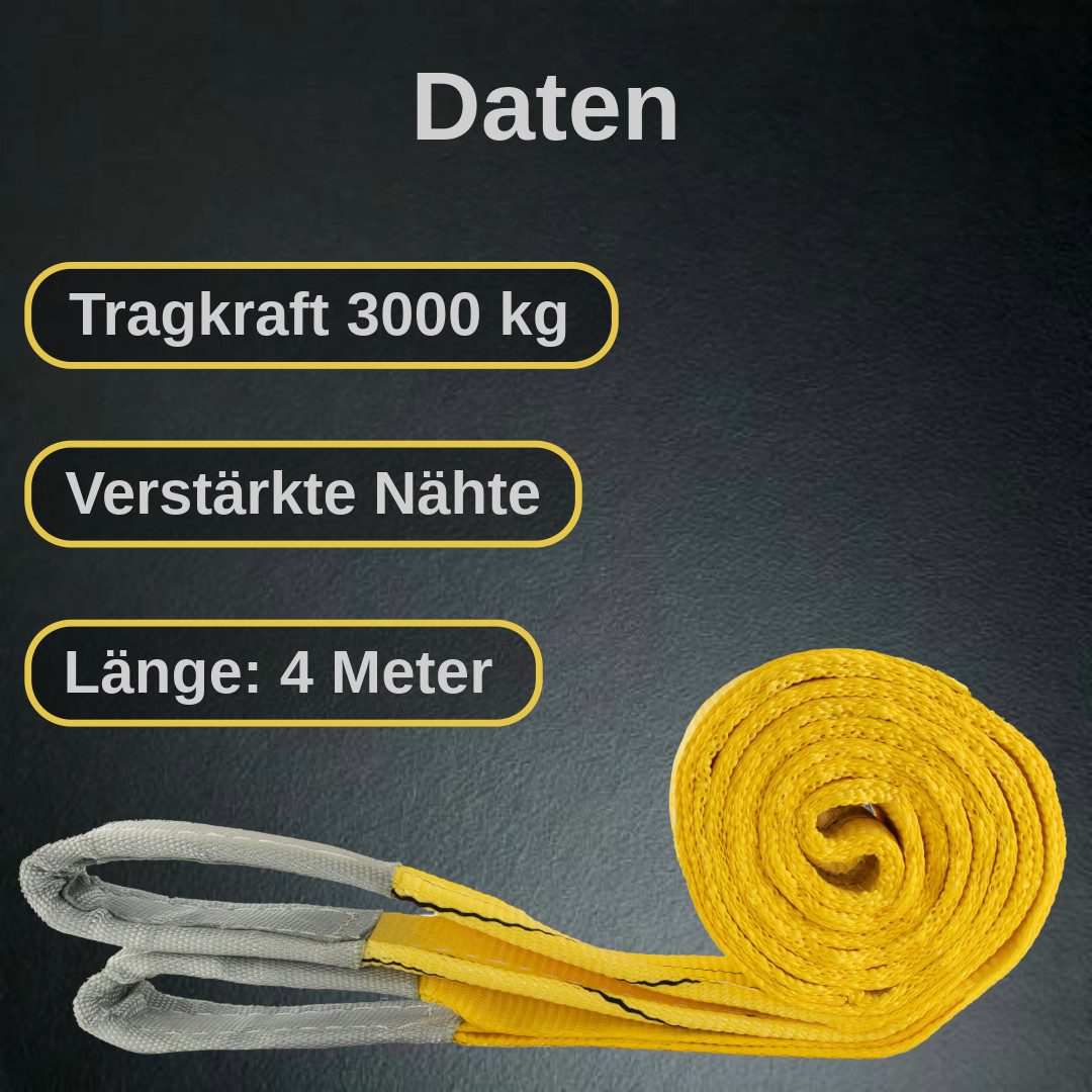 MCS CARGO SECURITY Zurrgurt Hebeschlinge, 3000kg, 4m, Hebegurt, Krangurt, gelb (1-St)