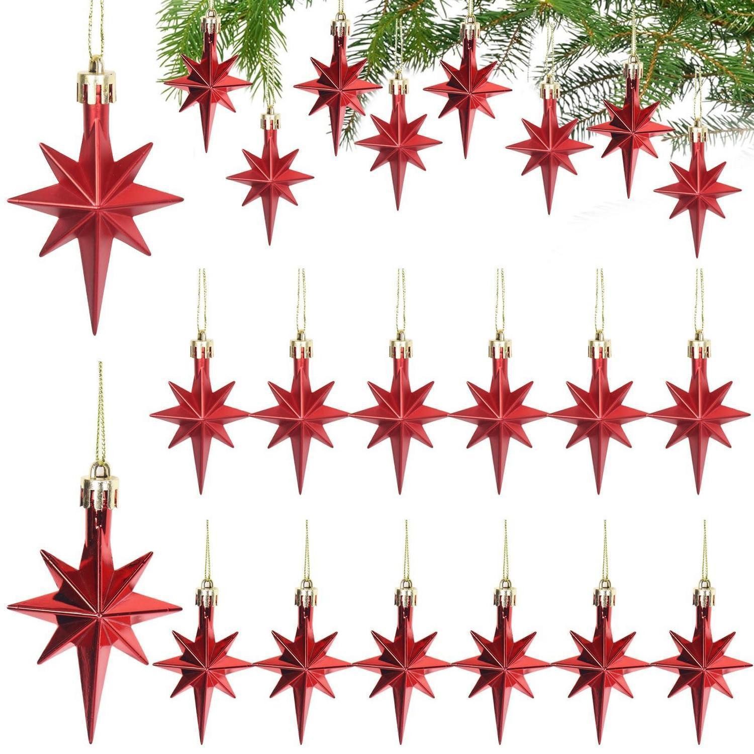 LuxusKollektion Christbaumschmuck Weihnachtsbaum Deko Sterne 12 Stk Rot/Gold