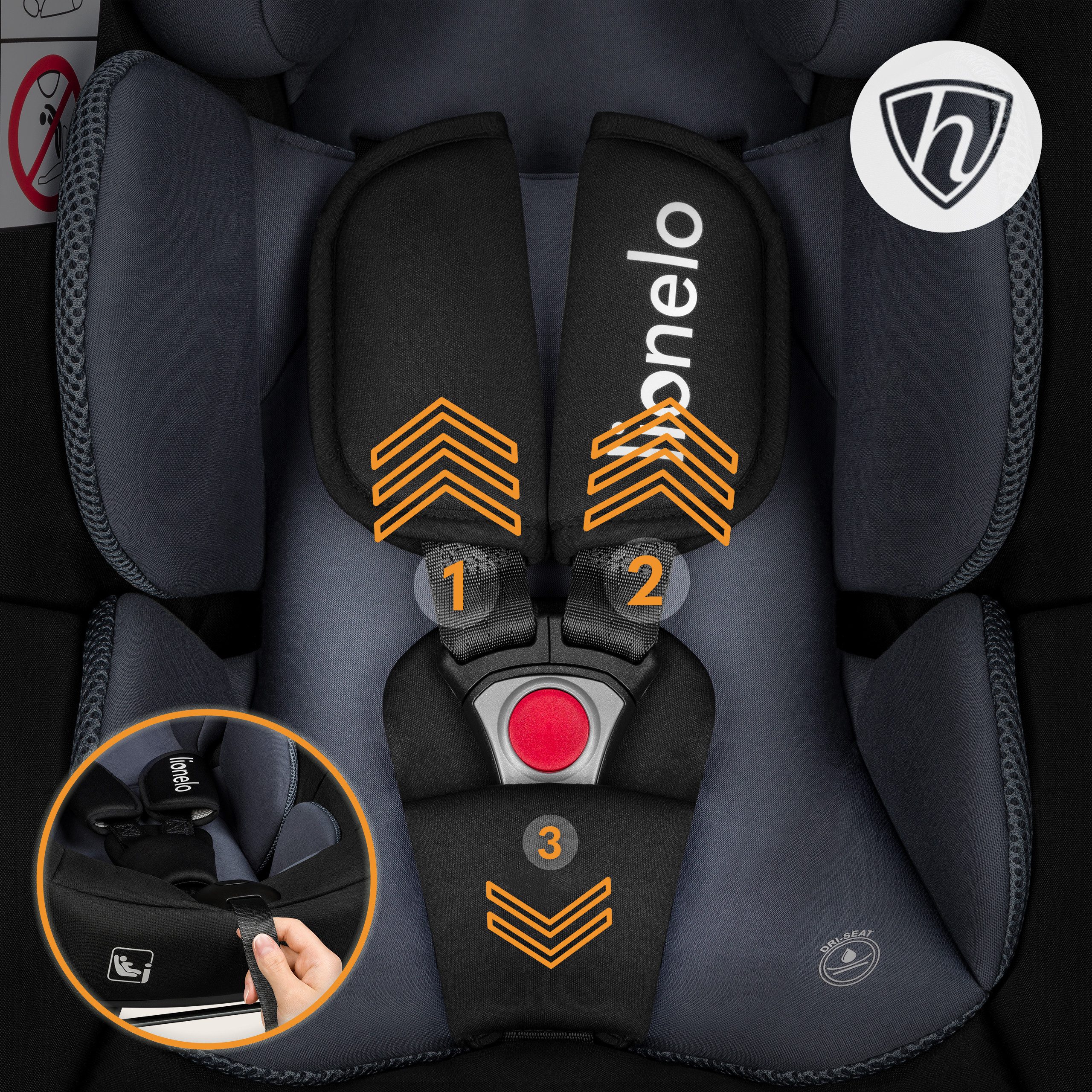 lionelo Babyschale ASTRID I-SIZE, ab: ab Geburt, bis: bis 87 cm, ab: 40,00 cm, bis: 87,00 cm, (Set), Sehr stabiler Träger, Höhenverstellung, Modernes Design