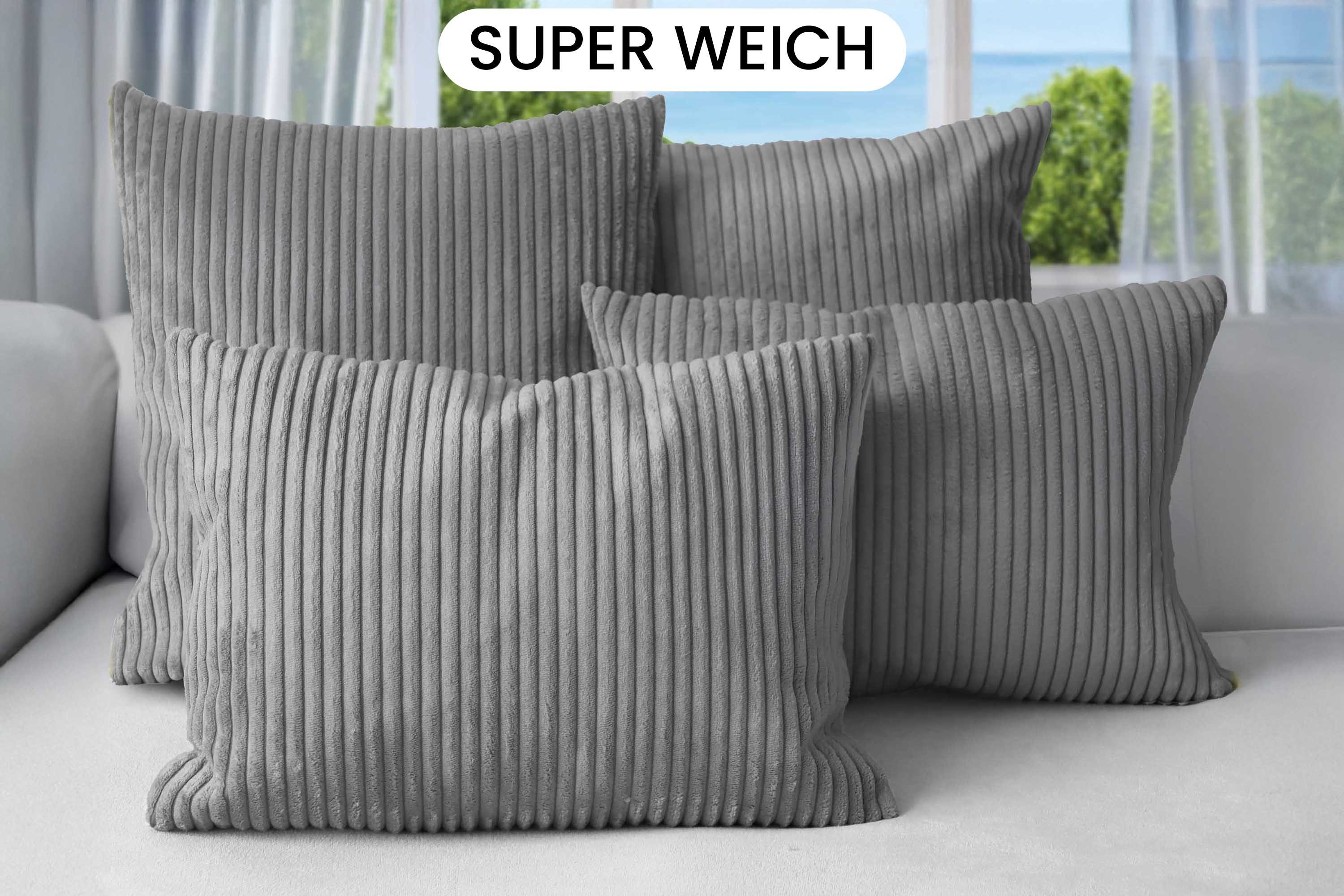 Amilian Dekokissen Sofakissen 4er Set mit Füllung - 2x 45x45 + 2x 35x45 cm, Hotelverschluss, waschbar, formstabil