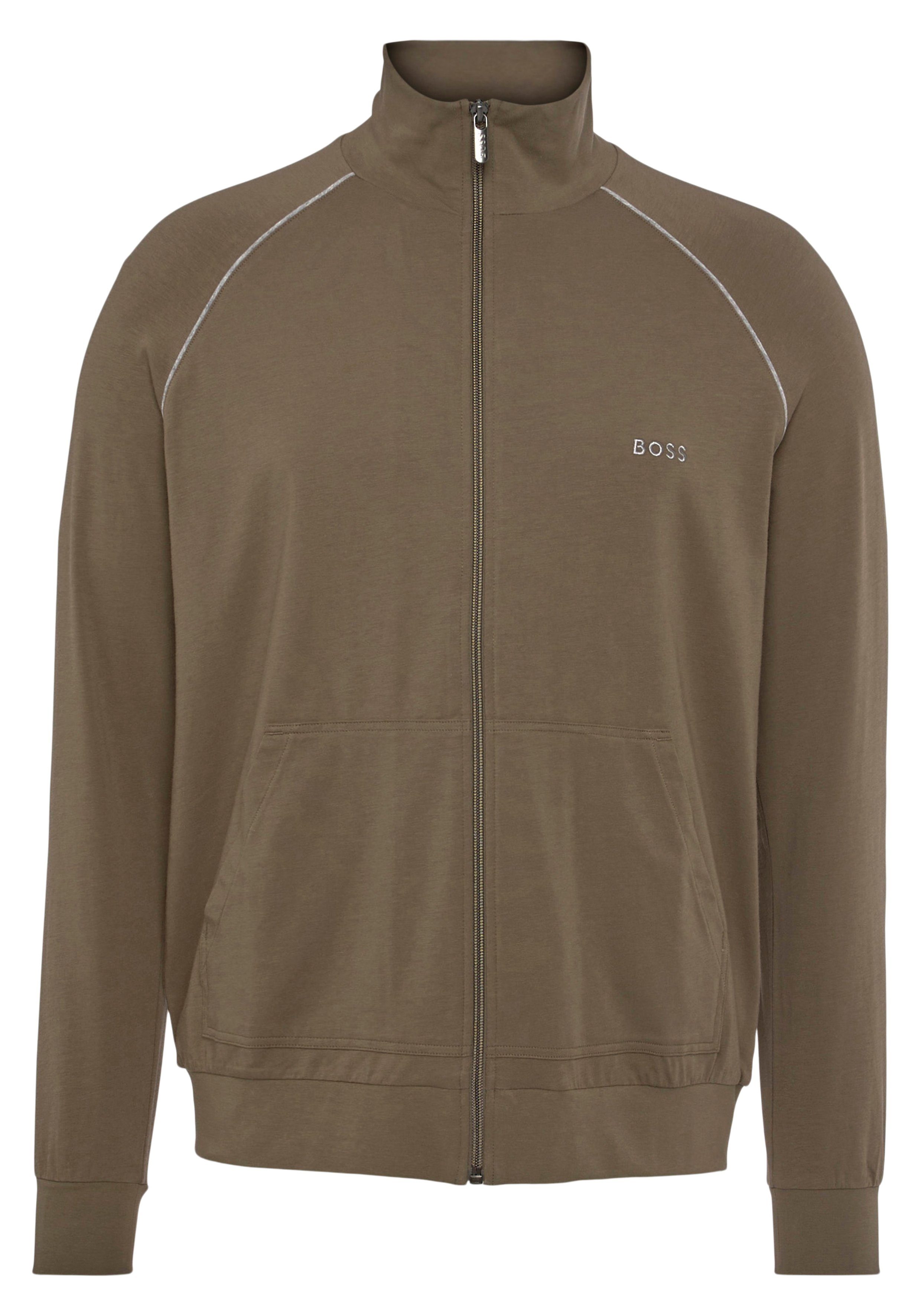 BOSS Sweatjacke auf der Jacket Logostickerei Mix&Match Open-Green362 mit Brust Z BOSS