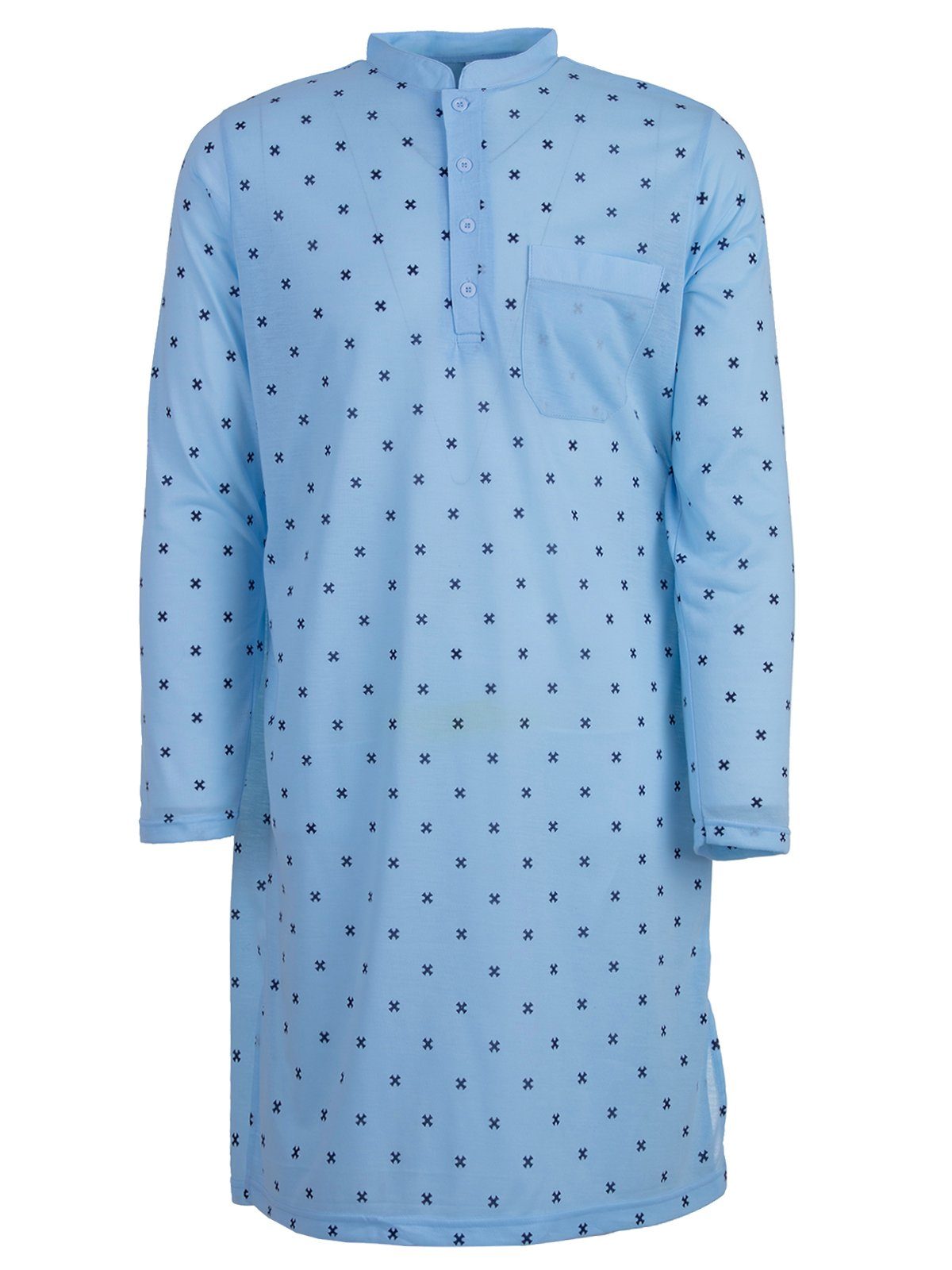 Lucky Nachthemd Nachthemd Langarm - Stehkragen blau