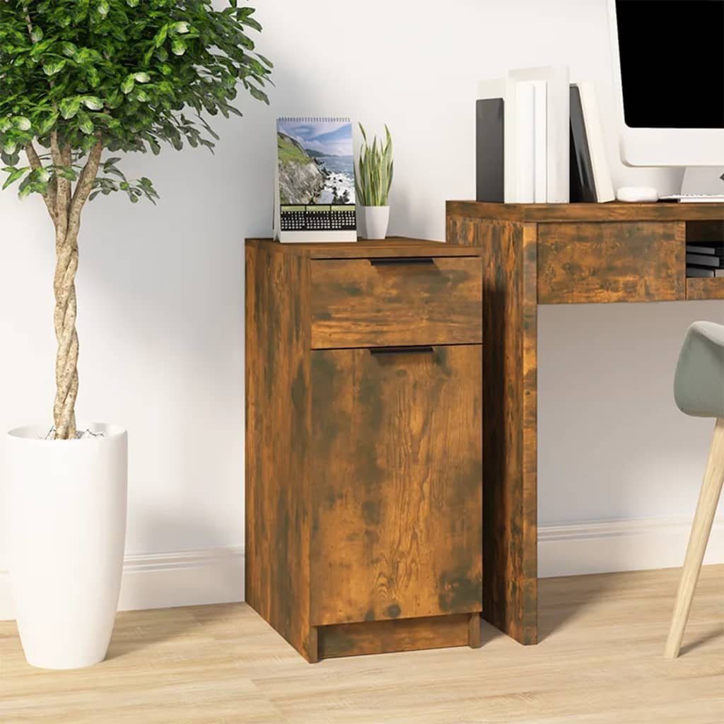 Schreibtischschrank 33,5x50x75 cm (1-St) Räuchereiche vidaXL Holzwerkstoff Fächerschrank