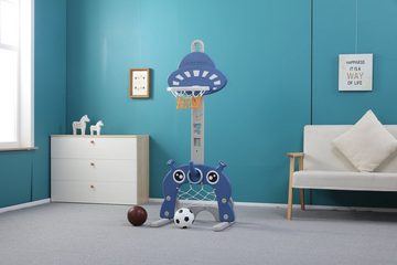 Sweety-Toys Basketballkorb Sweety Toys 12749 Basketballkorb blau 3 in 1 Spielzeug - Ringe werfen, Fußballtor, Basketball