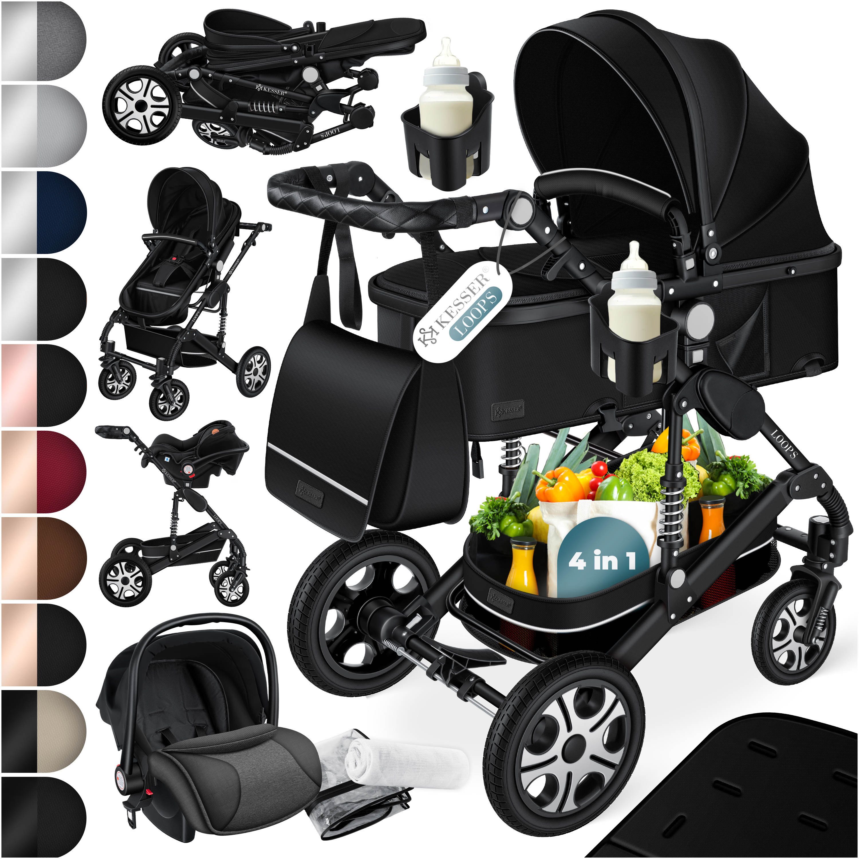 KESSER Kombi-Kinderwagen, 4in1 Loops Kinderwagen Komplettset auch als Buggy, Kinder bis 4 Jahre