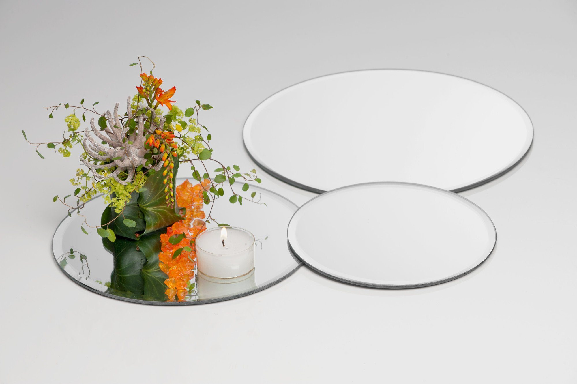 Sandra Rich Kerzentablett Glasplatte Spiegelplatte Mirror rund von Sandra R günstig online kaufen