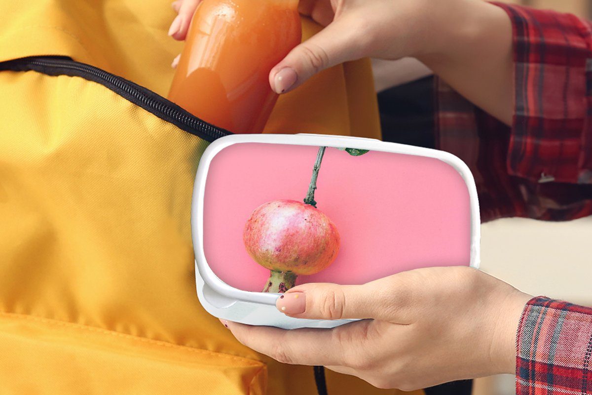 MuchoWow Lunchbox Pflanzen - Sommer für Brotdose, - Mädchen und Brotbox weiß für Kinder (2-tlg), Erwachsene, Jungs Rosa, und Kunststoff