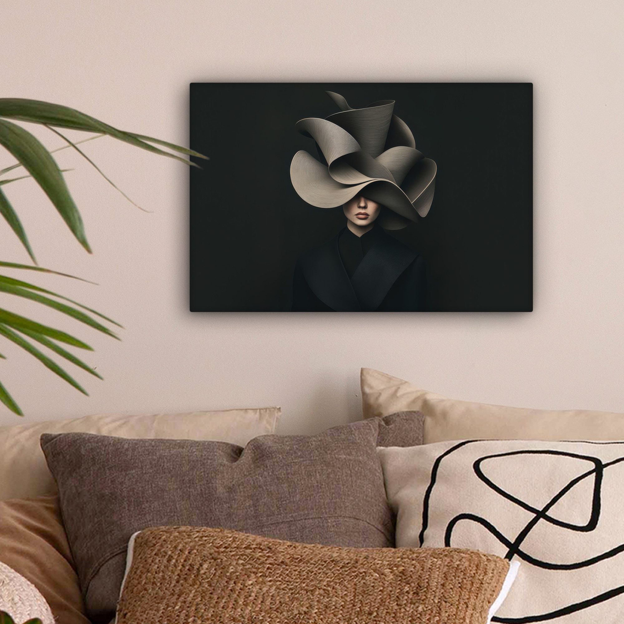 OneMillionCanvasses® Leinwandbild Schwarz - Hut - Frau, Fotodruck (1 St), L günstig online kaufen