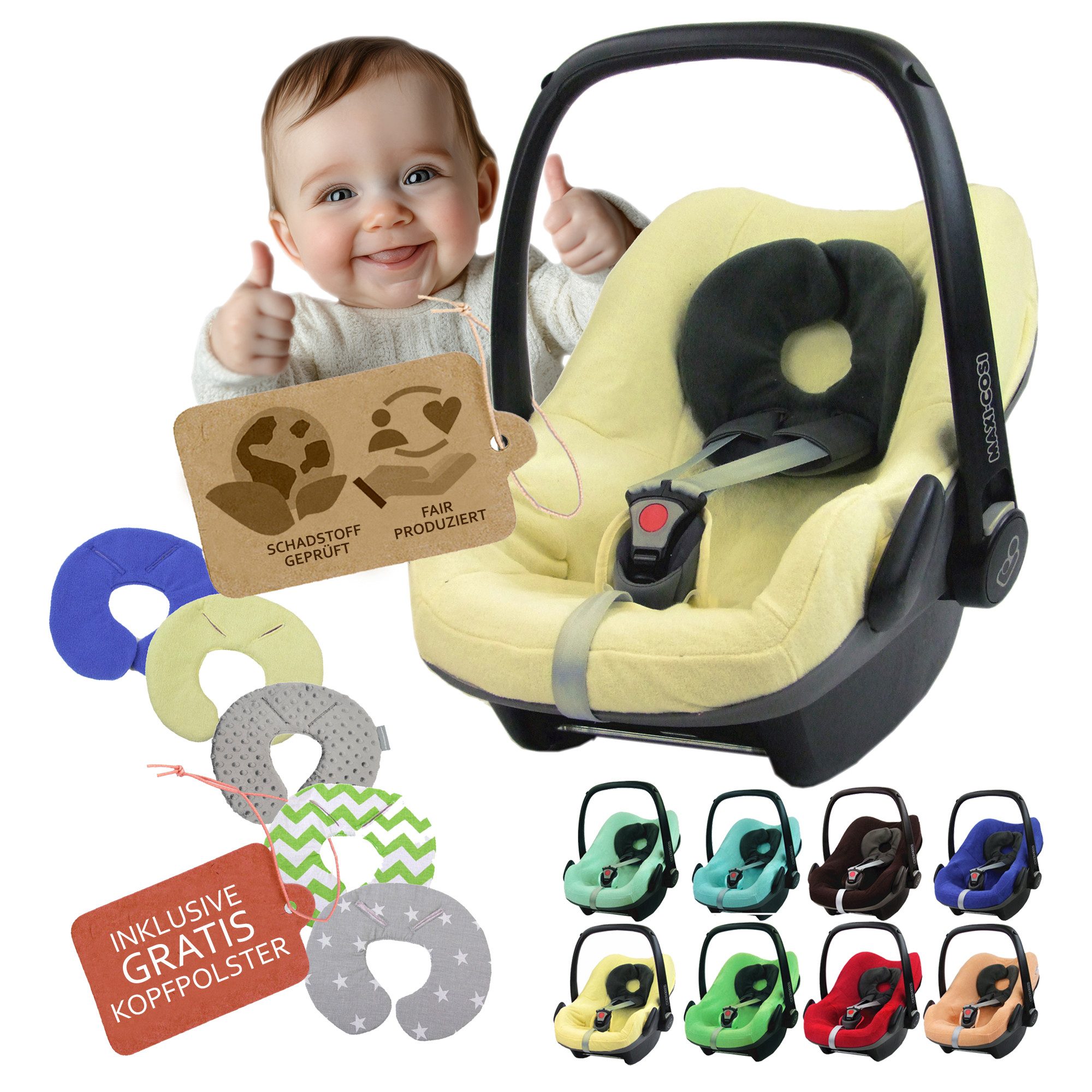 Babyschale Sommerbezug Bezug aus Frottee kompatibel mit Maxi Cosi Pebble + KP