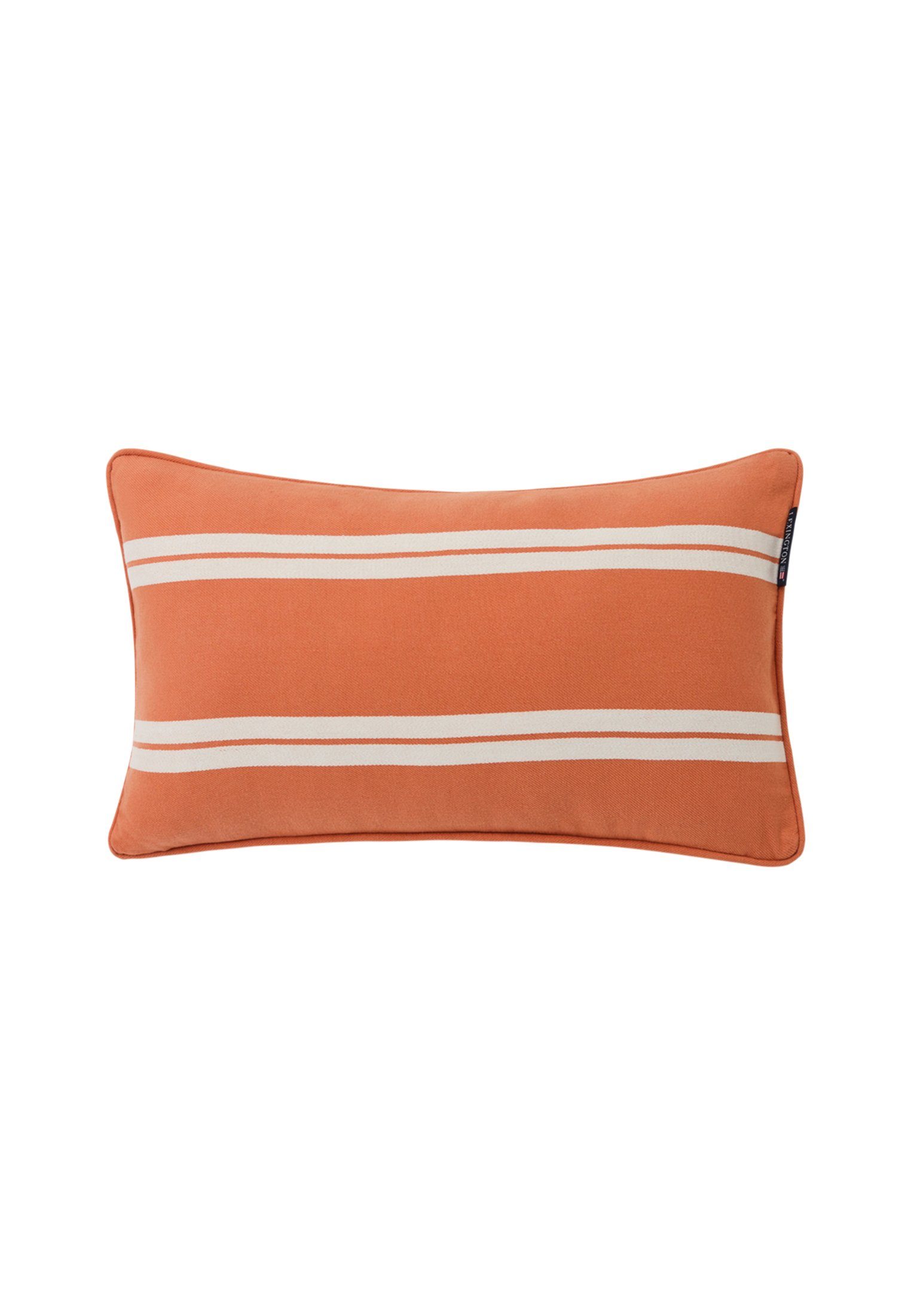 Lexington Dekokissen Small Side Striped Organic Twill peach melon/white | Dekokissen