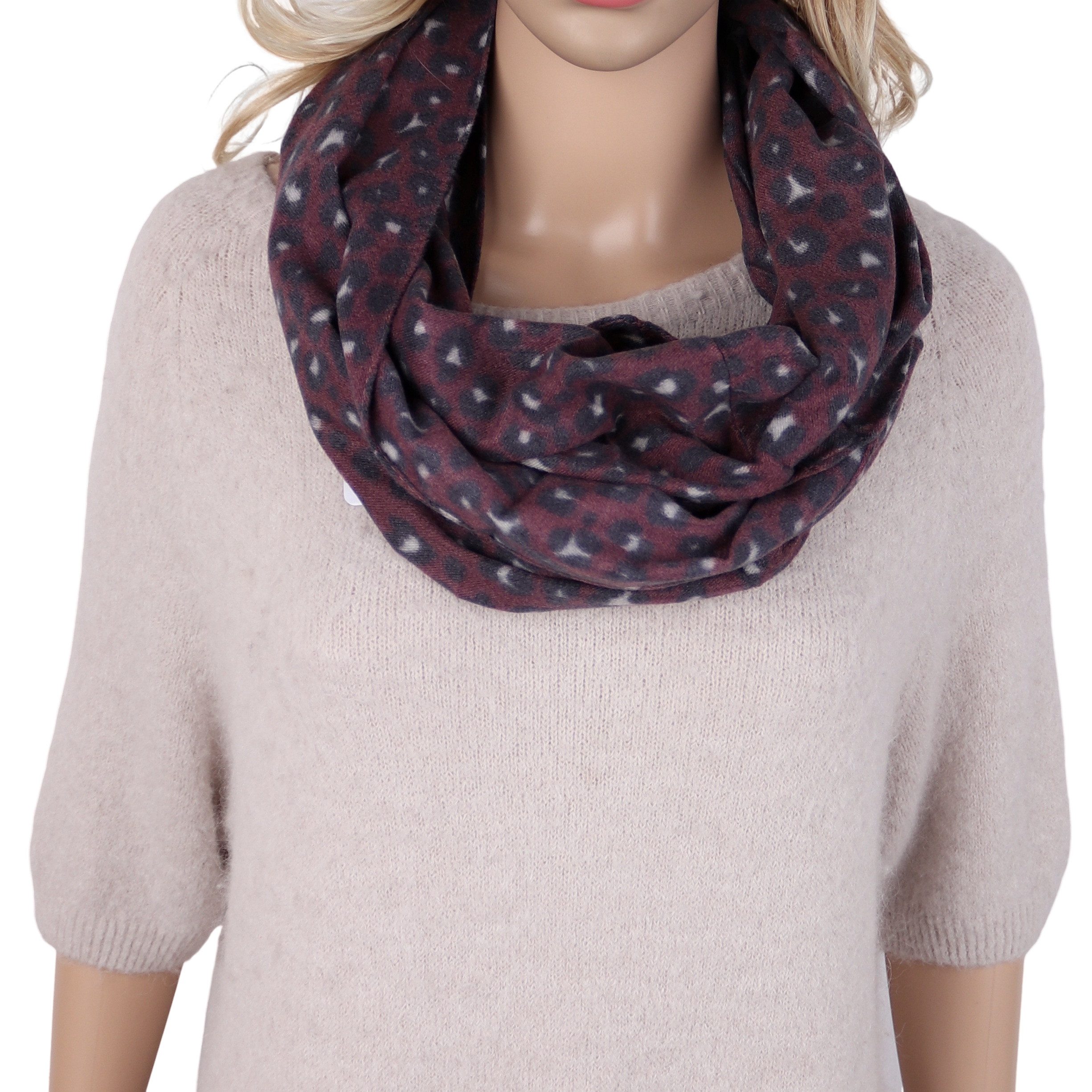 MIRROSI Loop Damen Loopschal, etwas dickerer Stoff, mit Leo Leopard Muster, (ca.160x40cm, zweimal um den Hals wickelbar, Neue Kollektion Herbst/Winter 2026), superweicher Winterschal, dicker Schlauchschal