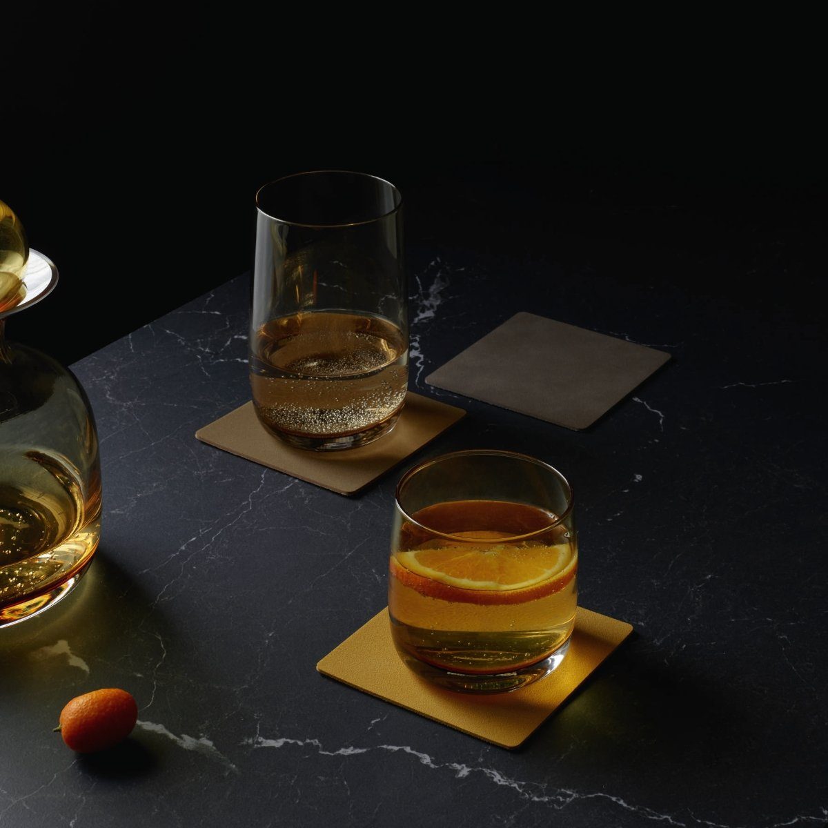 ASA SELECTION Platzset Untersetzer soft leather earth 10 x 10 cm Set4, Tischwäsche