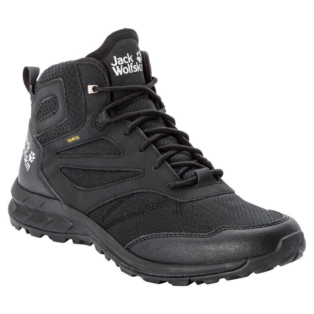 Jack Wolfskin Woodland Texapore Mid (Tagestouren, wasserdicht) schwarz Herren Wanderschuh