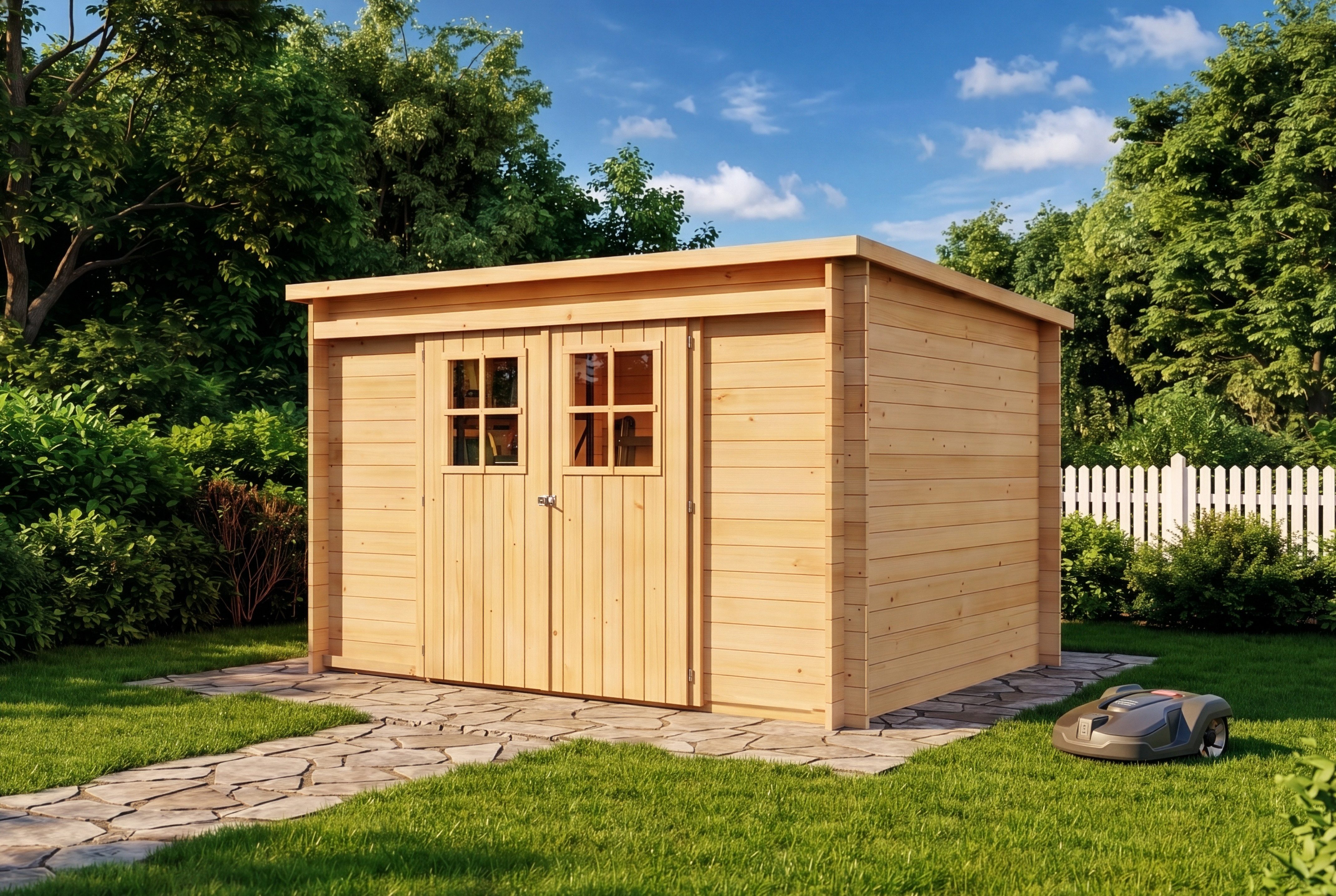 Alpholz Gerätehaus Holz Vera, BxT: 325x235 cm, in Naturbelassen mit 19mm Wandstärke
