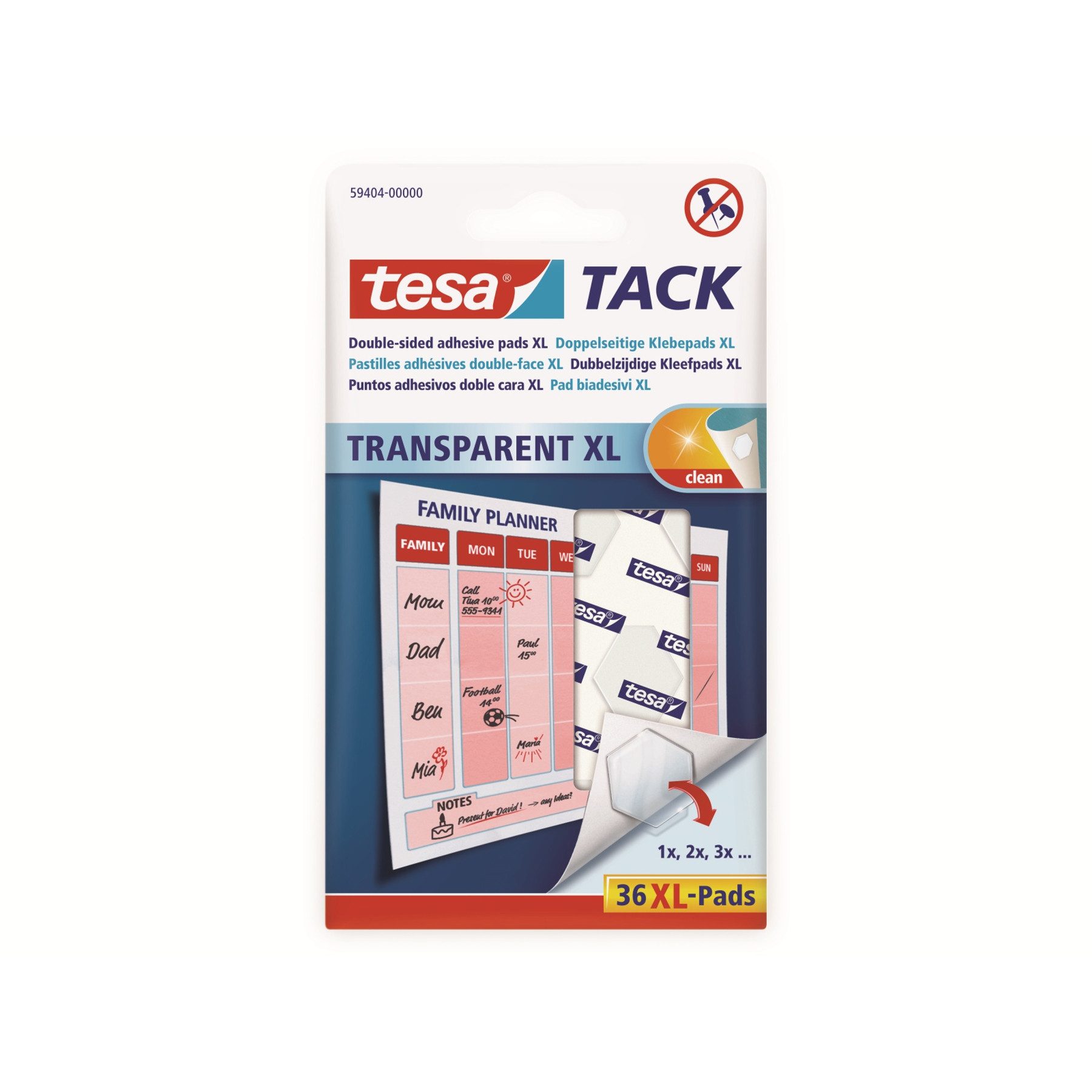 Klebeband TESA Tack® Doppelseitige Klebepads XL, 36 Stück