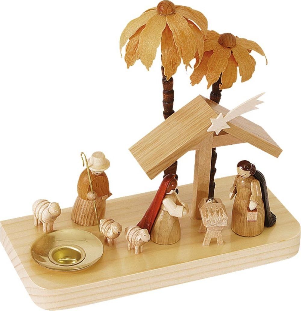 Richard Glaesser Kerzenhalter Kerzenhalter Heilige Familie, Höhe 14 cm, Handwerkskunst original Erzgebirge