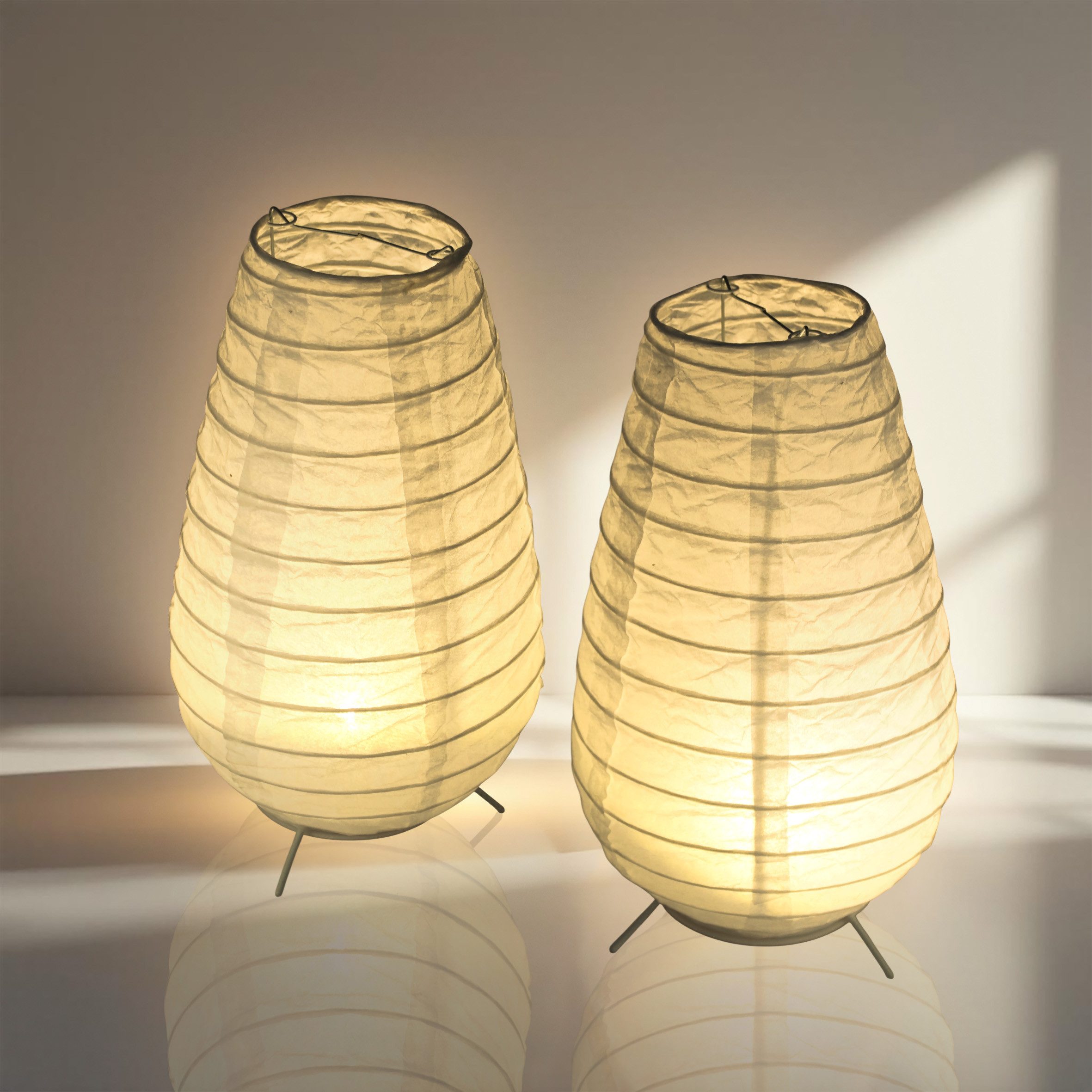 Spetebo Papierlaterne LED Papier Laterne in weiß zum hinstellen - 26 cm / 2er Set, einfach zusammenzulegen