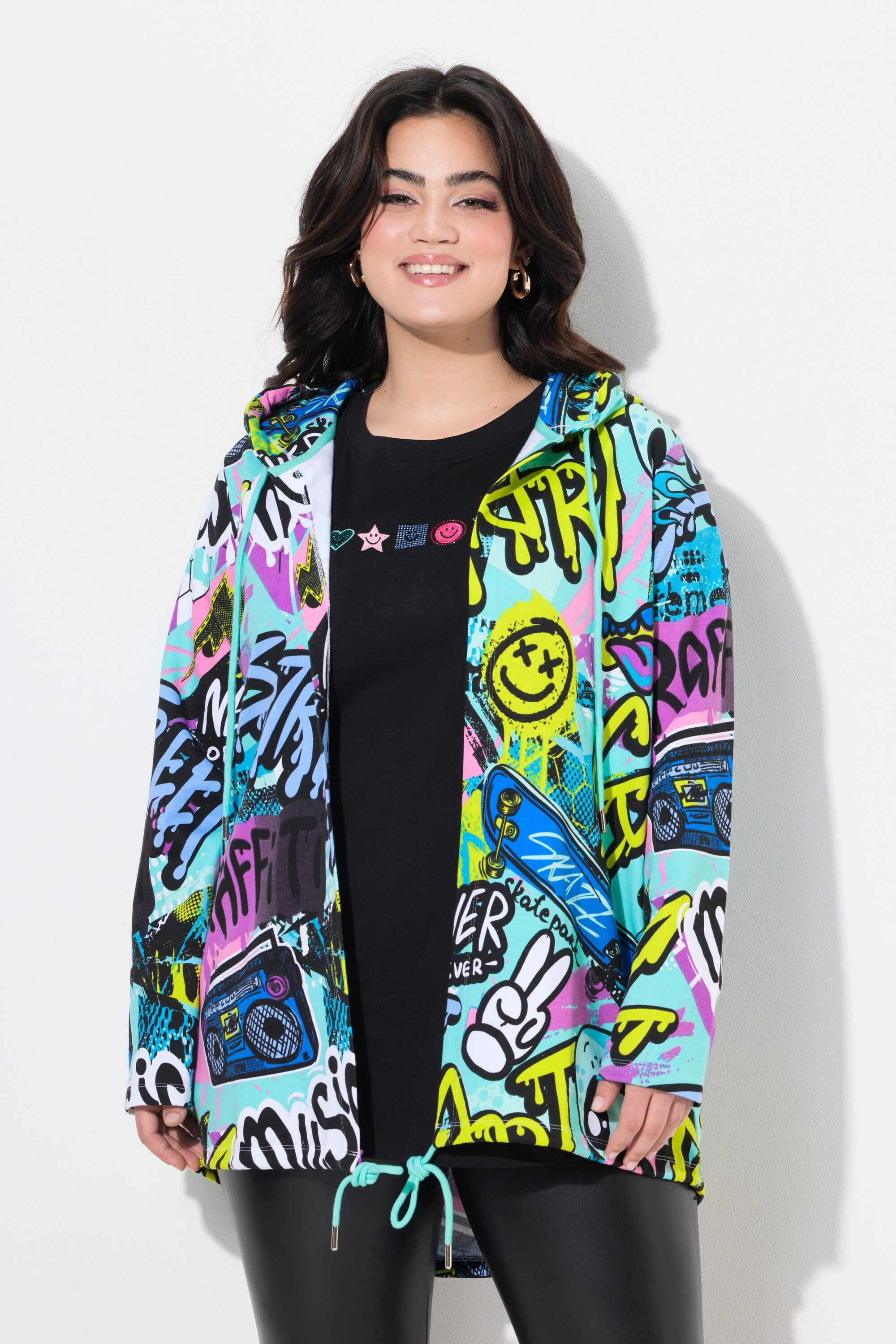 Sweatjacke Sweatjacke A-Linie Graffiti-Muster
