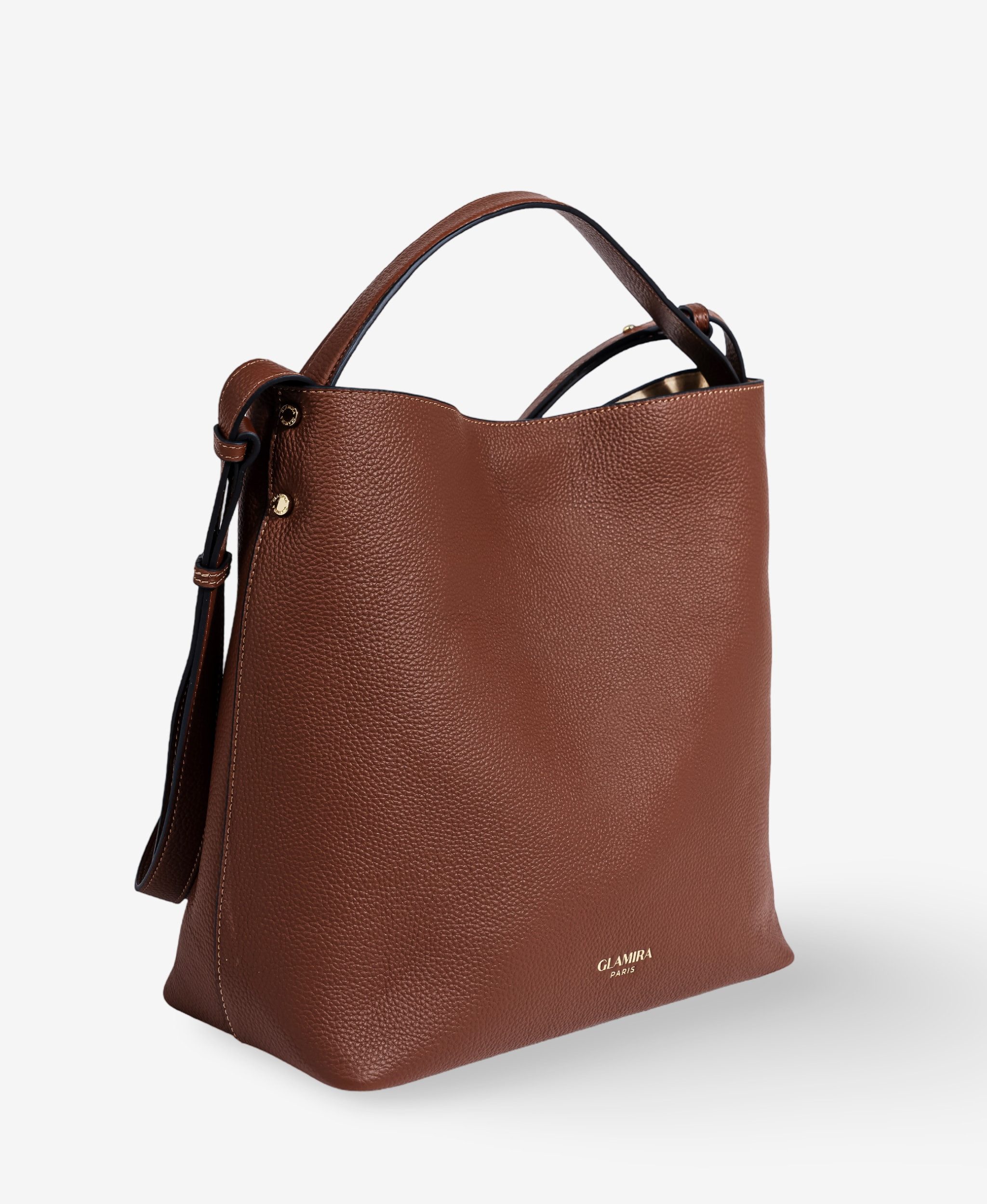 GLAMIRA Shopper Lysandra Brauner Shopper (Set, 2-tlg., mit abnehmbarer Geldbörse), echt Leder, mit geräumigem Hauptfach