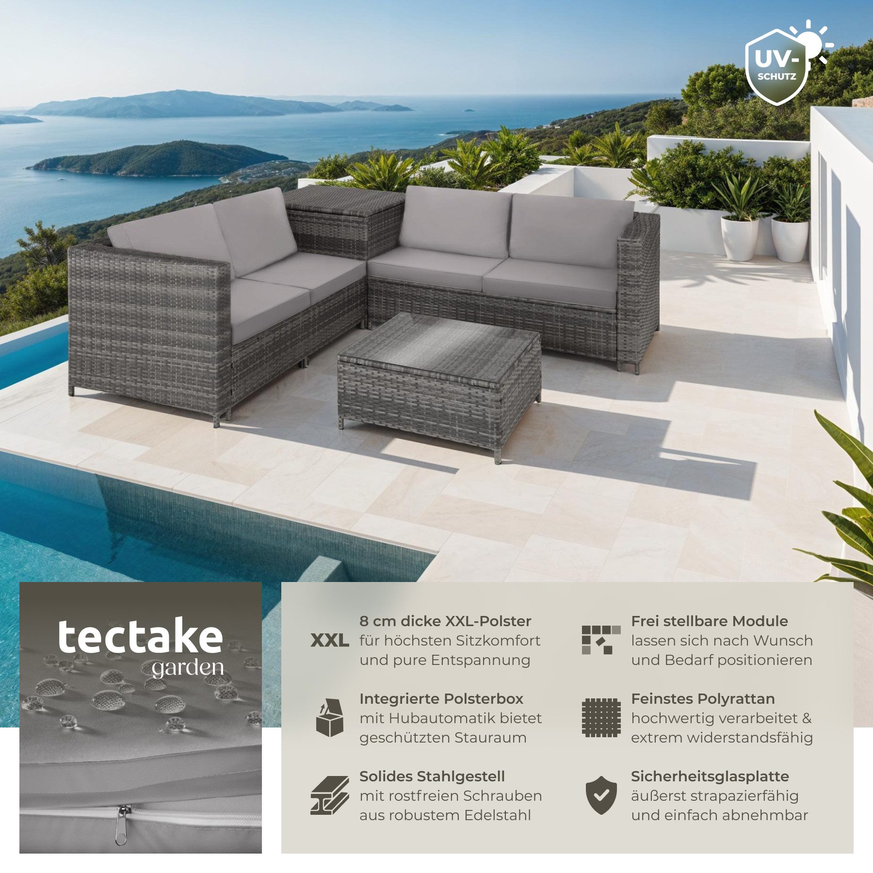 tectake Loungeset Rattan Lounge, (Set, 5-tlg), günstig online kaufen