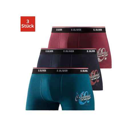 s.Oliver Boxer (Packung, 3-St) mit Print auf dem Bein