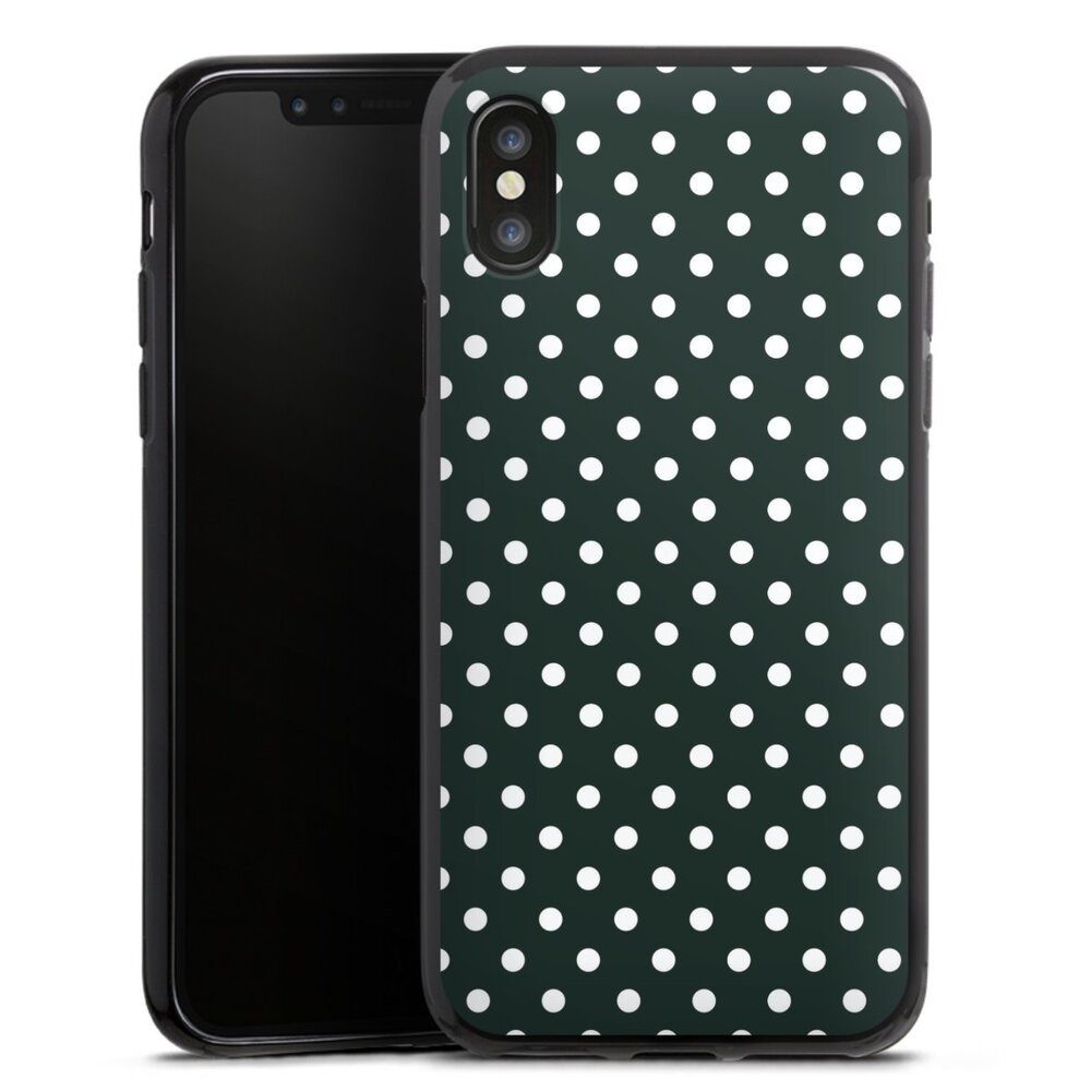 DeinDesign Handyhülle Punkte Retro Polka Dots Polka Dots - schwarz und weiß, Apple iPhone X Silikon Hülle Bumper Case Handy Schutzhülle