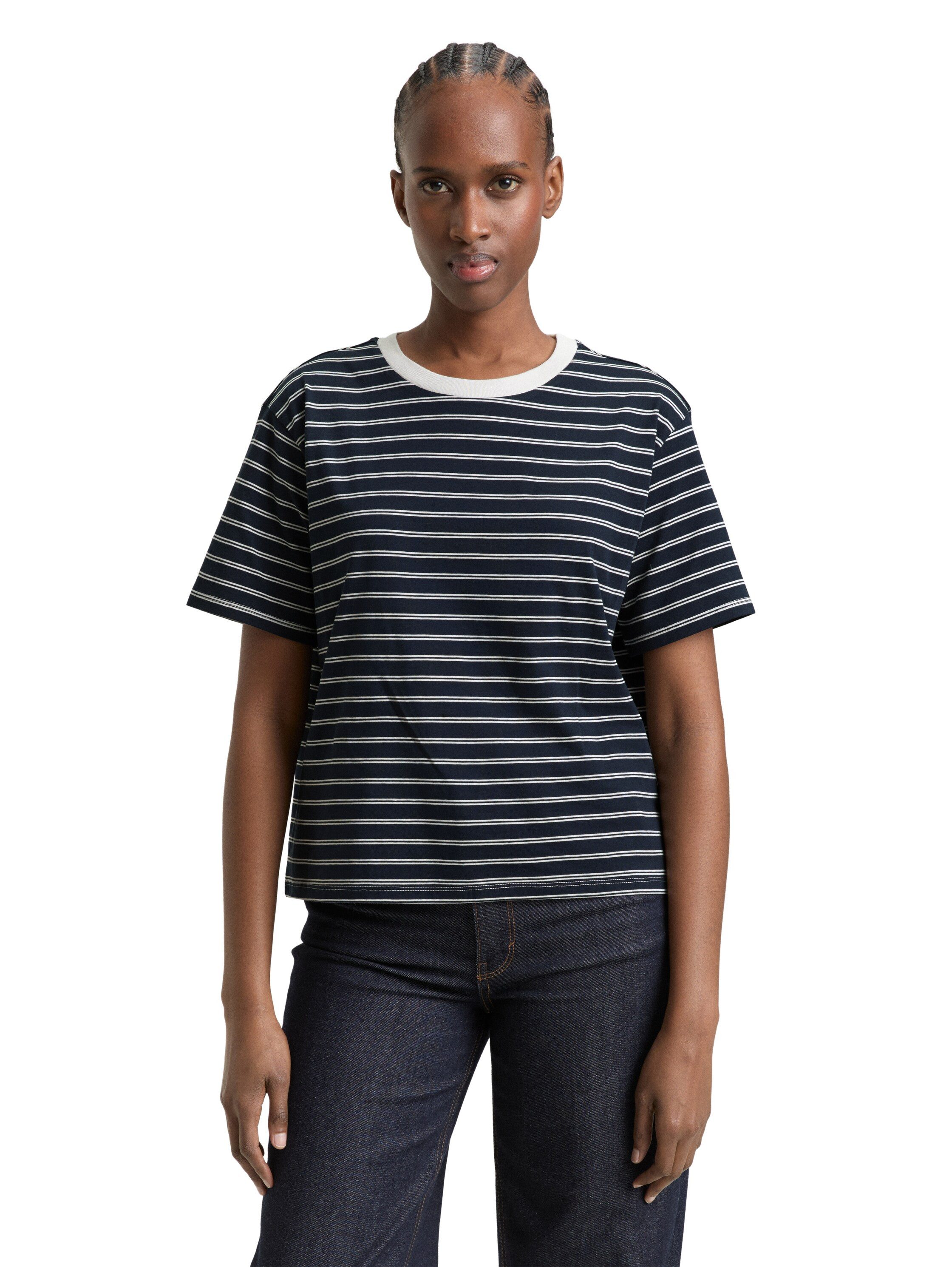 TOM TAILOR Denim T-Shirt mit Streifen Muster günstig online kaufen