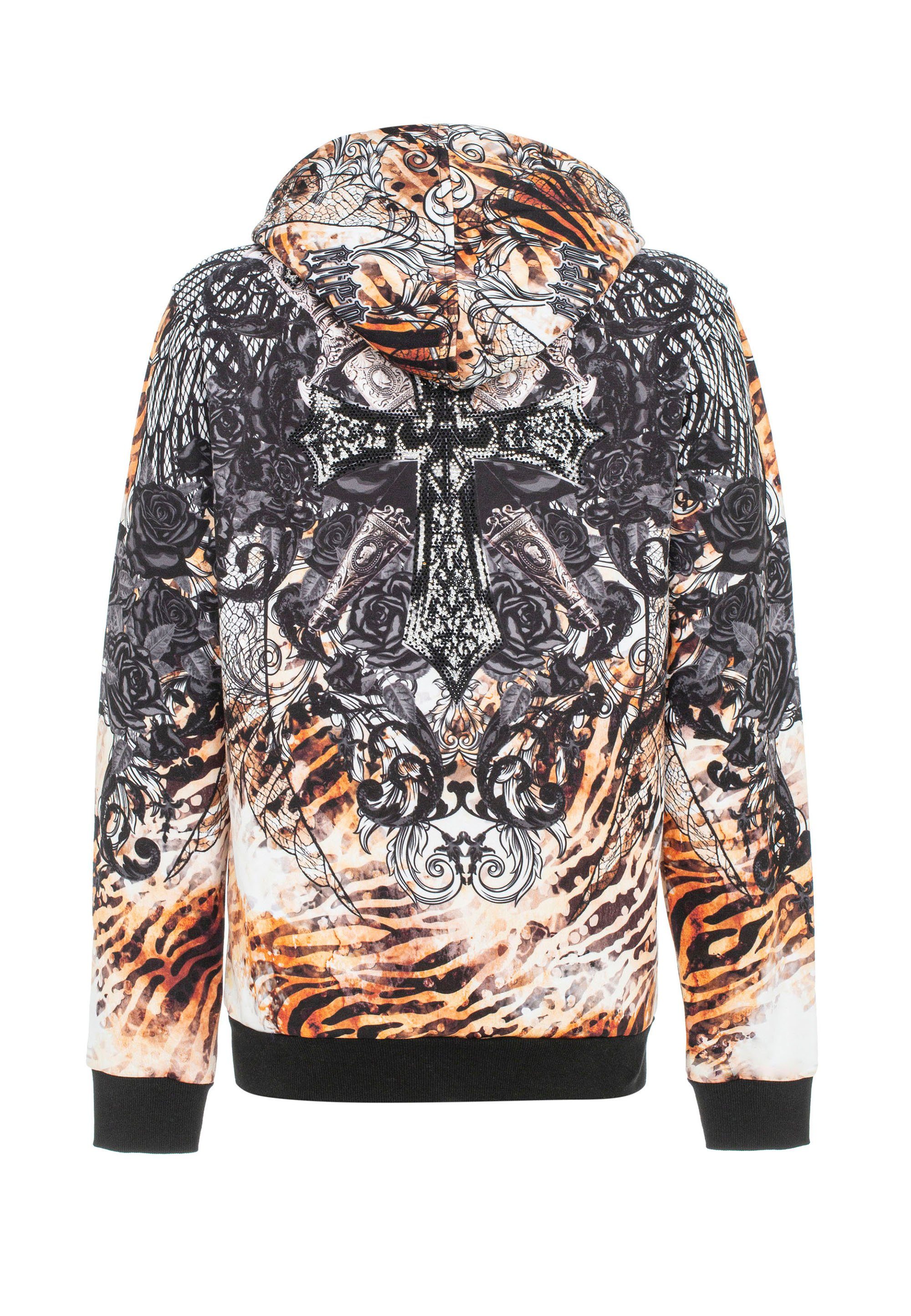 Damen Pullover Cipo & Baxx Kapuzensweatshirt mit coolen Print-Motiven