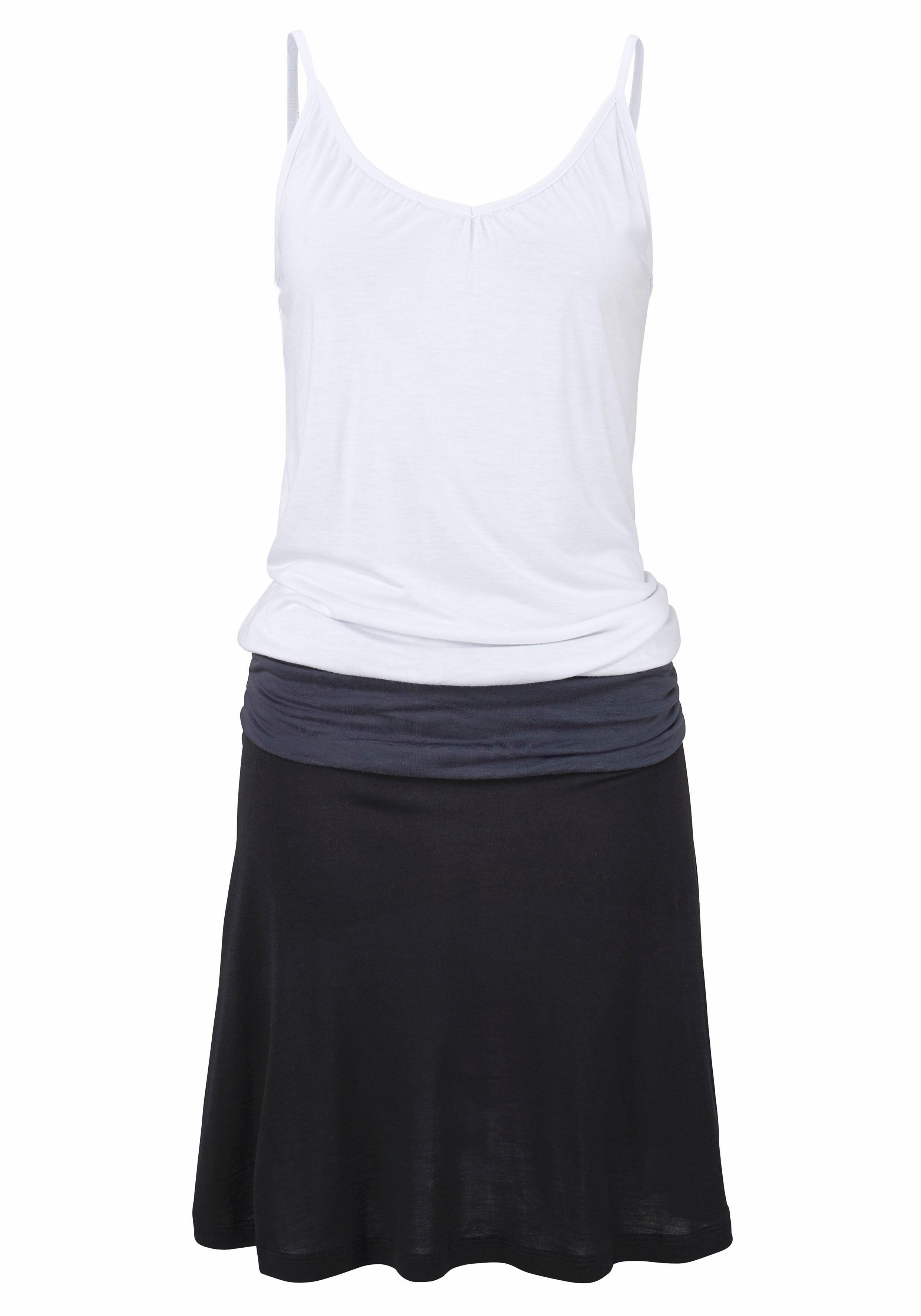 Beachtime by Lascana Strandkleid aus Viskosejersey mit Raffung auf Hüfthöhe, Spaghettiträger Kurzes Sommerkleid, luftiges Jerseykleid, Spaghettikleid, casual – Bild 2 von 5