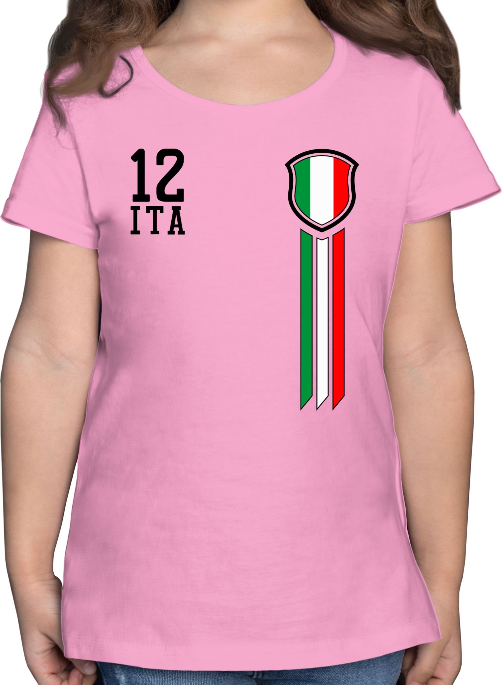 Shirtracer T-Shirt 12. Mann Italien Fanshirt Fussball EM 2024 Kinder 2 Rosa | T-Shirts