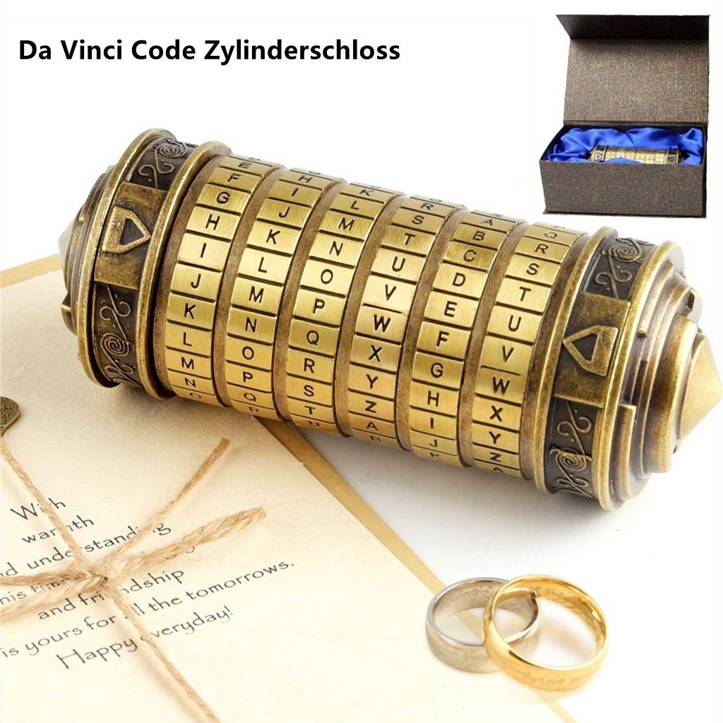 XDeer Puzzle Da Vinci Code Zylinderschloss,Mini Cryptex Rätsel, Puzzleteile, Ein lustiges und romantisches Geschenk für Freunde/in Bronze