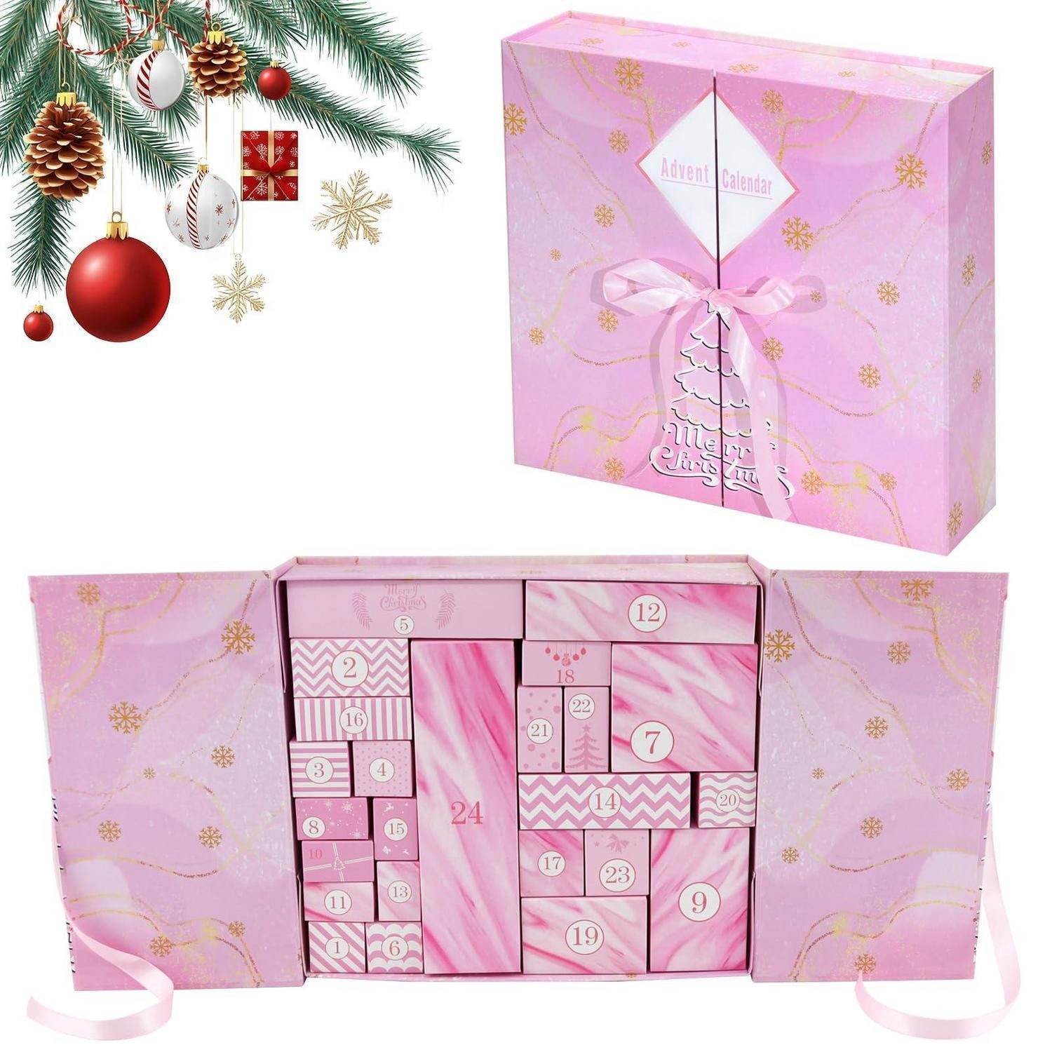 LuxusKollektion befüllbarer Adventskalender Adventskalender zum Befüllen 2025 Buchform Rosa