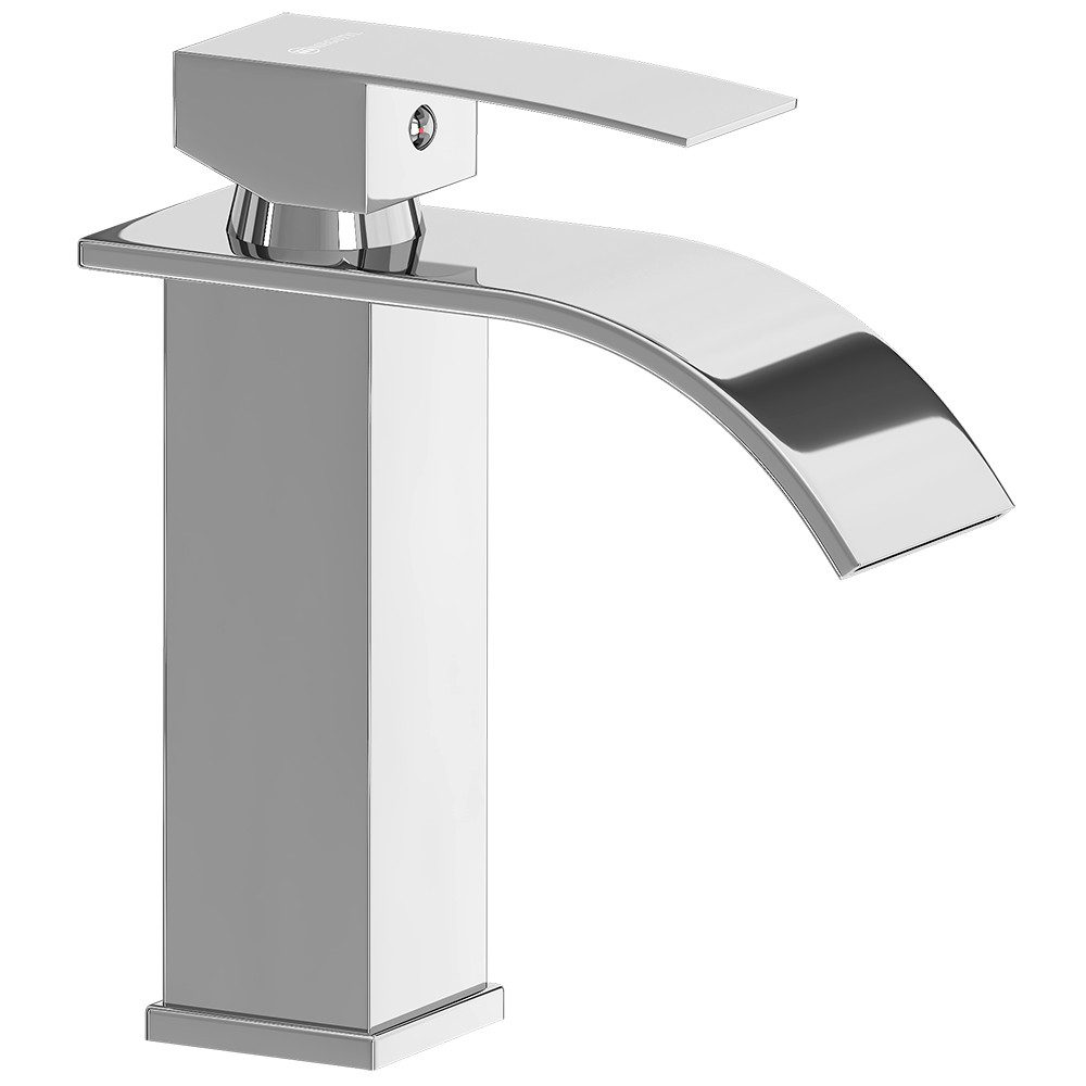 Lomadox Waschtischarmatur FAUCET-140 Edelstahl Waschbeckenarmatur 18,5 cm hoch in Silber/Chrom