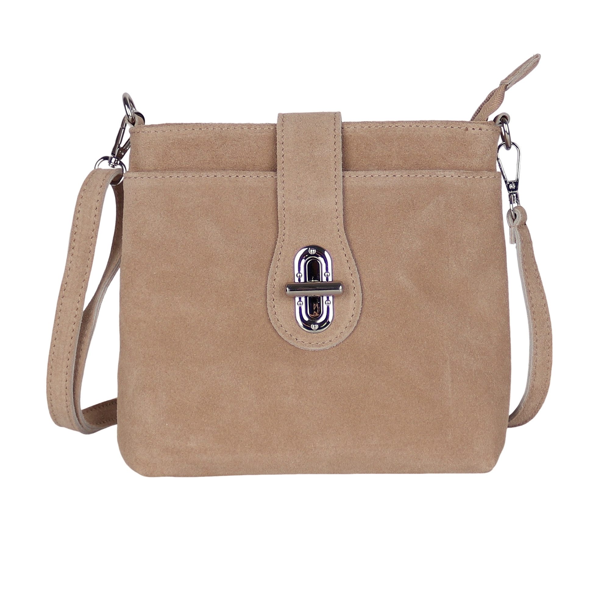 MIRROSI Umhängetasche Damen Crossbody Bag, Echtleder Made In Italy, (22x22x8cm) aus Wildleder