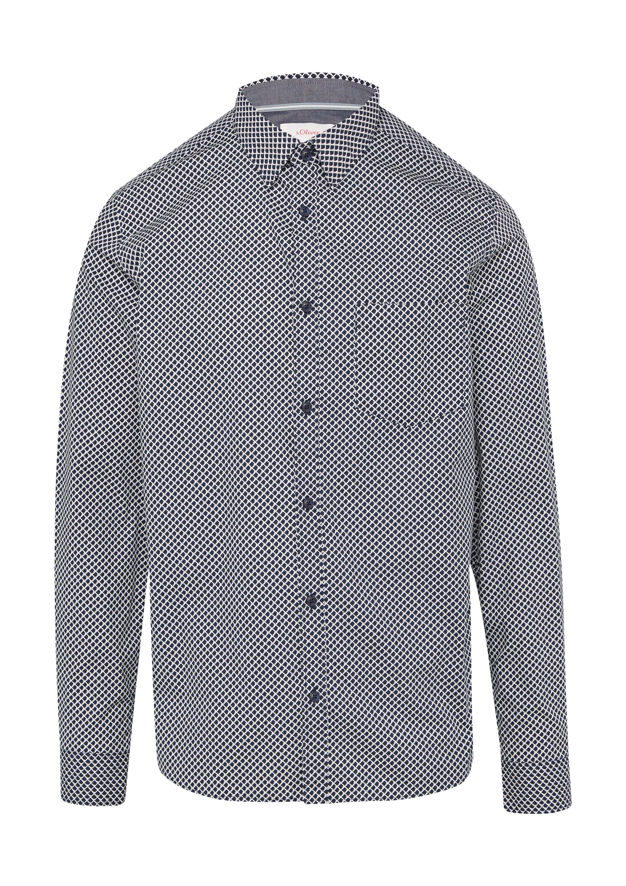 s.Oliver Langarmhemd Hemd Slim Fit: Gemustertes Hemd aus Baumwollstretch