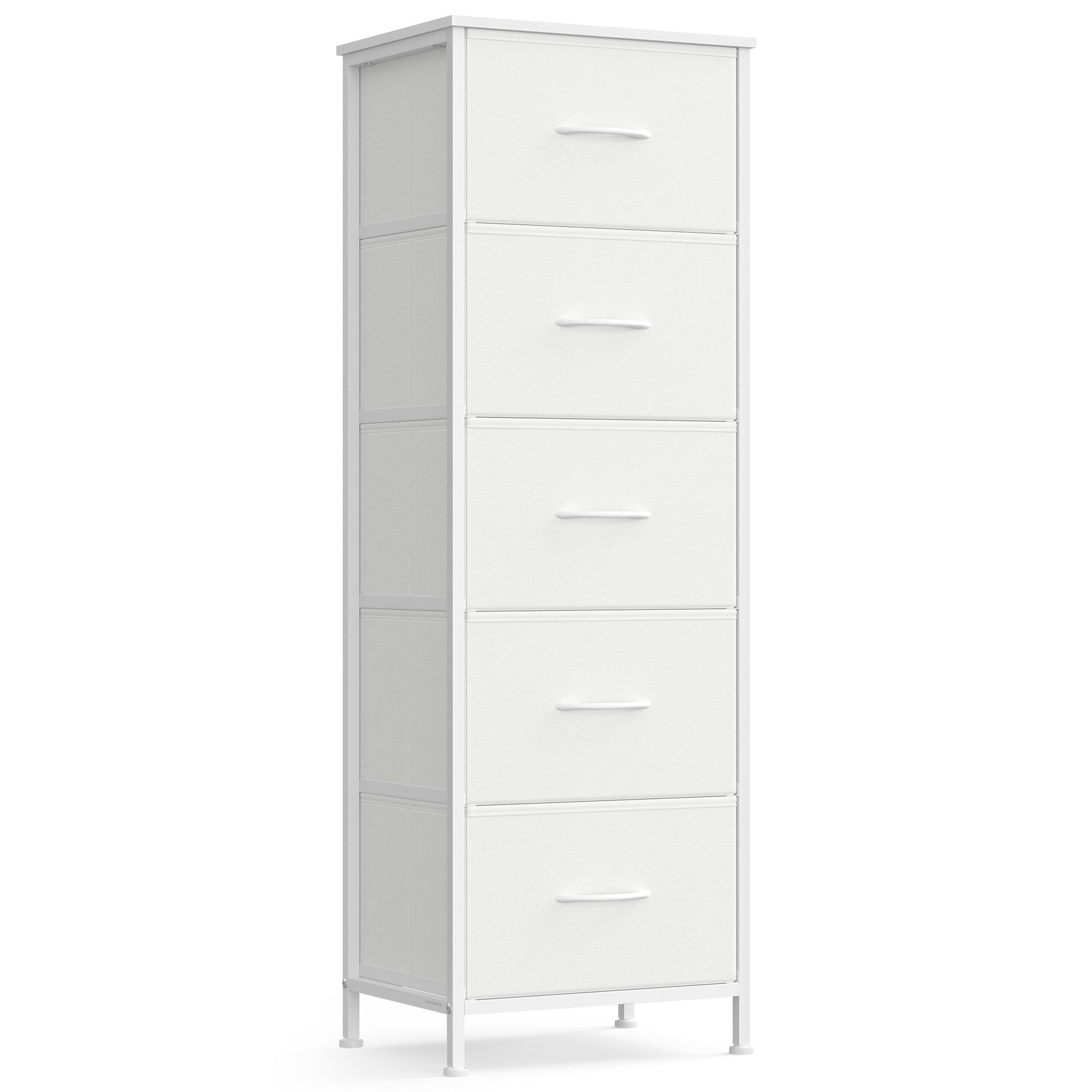 SONGMICS Kommode Schrank, Aufbewahrungsschrank, für Schlafzimmer, Flur, Wohnzimmer, Stahl, 5 Schubladen