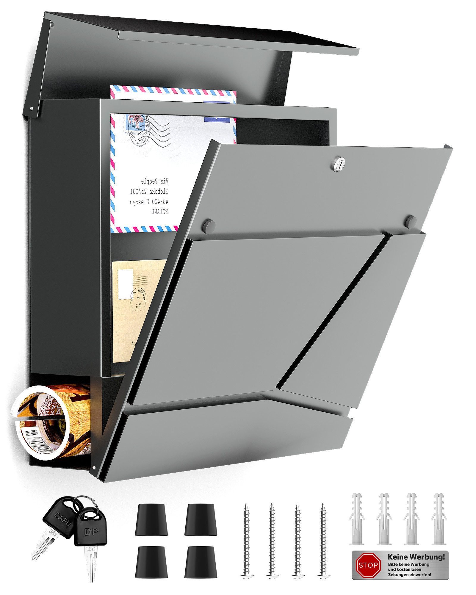 Jumpeak Wandbriefkasten Postkasten,Customizable nameplate,Briefkasten edels günstig online kaufen