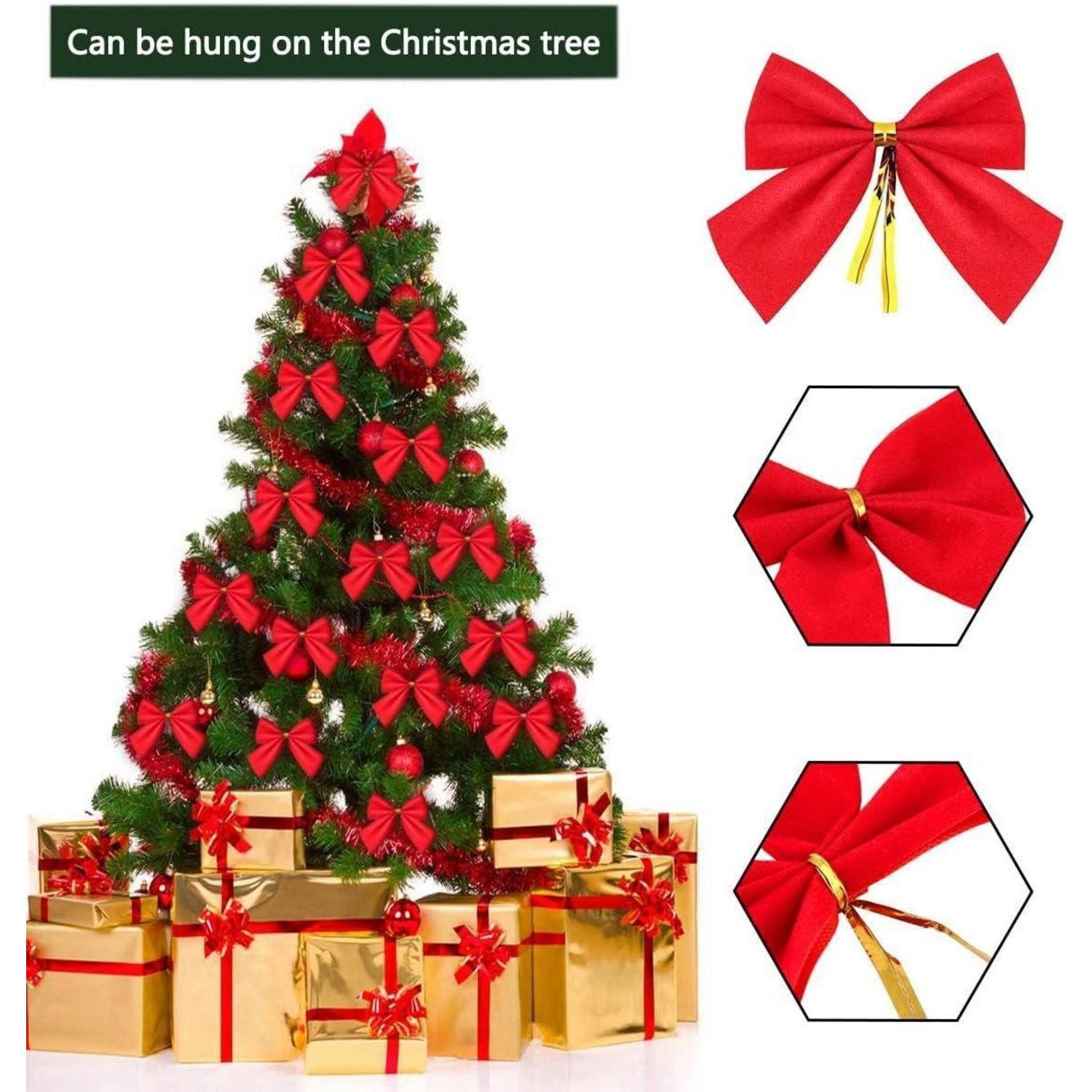 LuxusKollektion Geschenkband 96 Stück Rote Weihnachtsschleifen 6cm, Geschenkschleifen Hochwertig