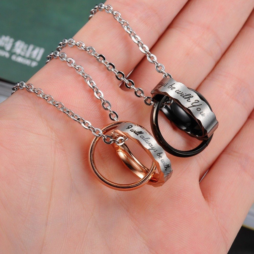 Kim Johanson Schmuckset Be With You, für verliebte aus Edelstahl, Partnerschmuck: 2 Ketten mit Anhänger – Bild 4 von 5