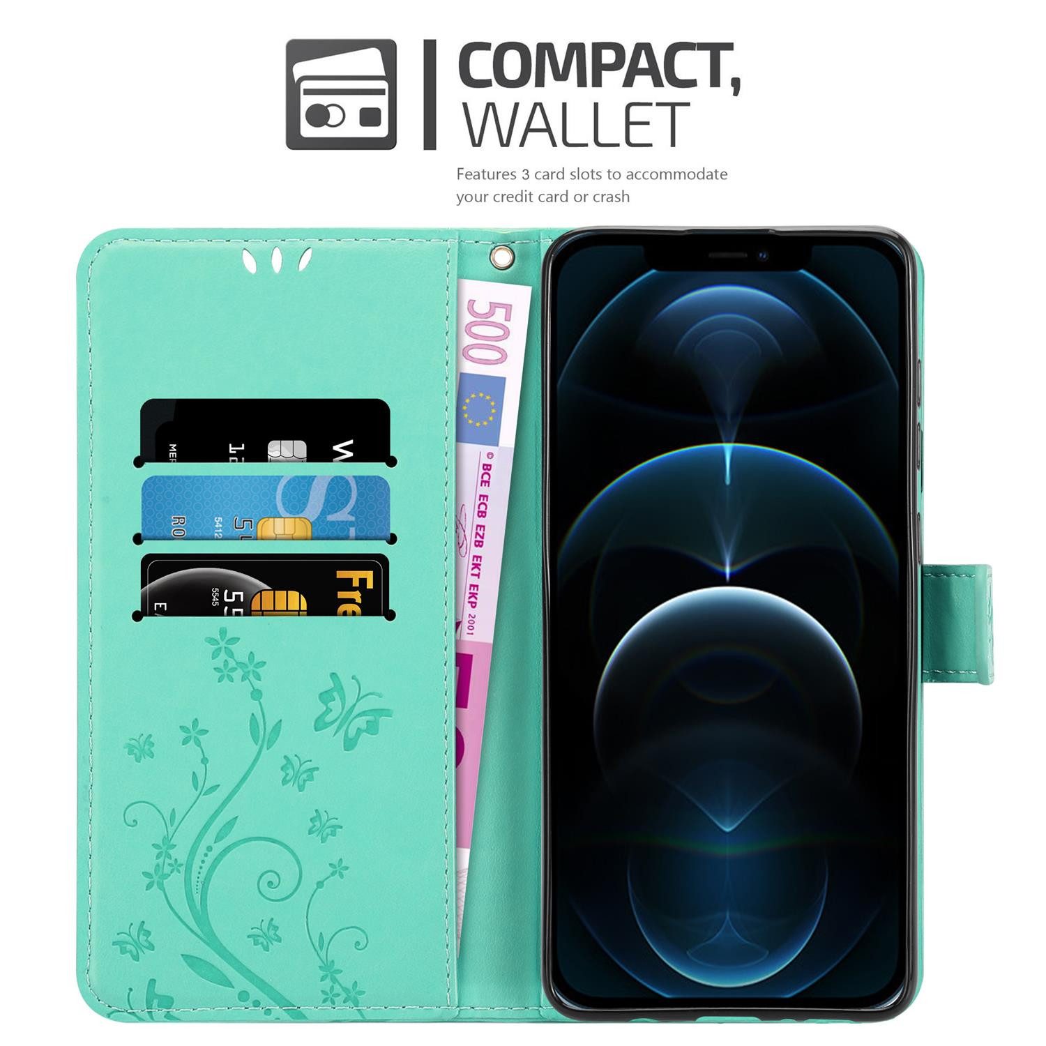 Cadorabo Handyhülle für iPhone 13 PRO MAX Hülle Apple iPhone 13 PRO MAX, Hülle Schutzhülle Blumen Flower mit Standfunktion Kartenfach Magnet