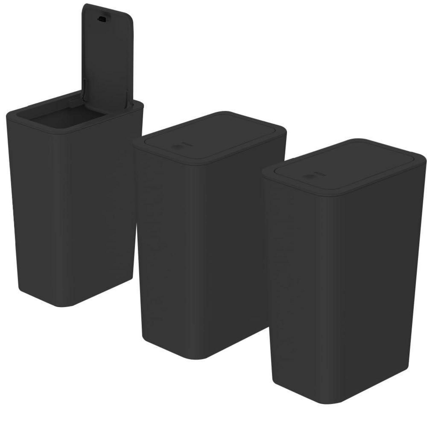 LuxusKollektion Kosmetikeimer Mülleimer 10L Hundesicher 3 Stk Schwarz