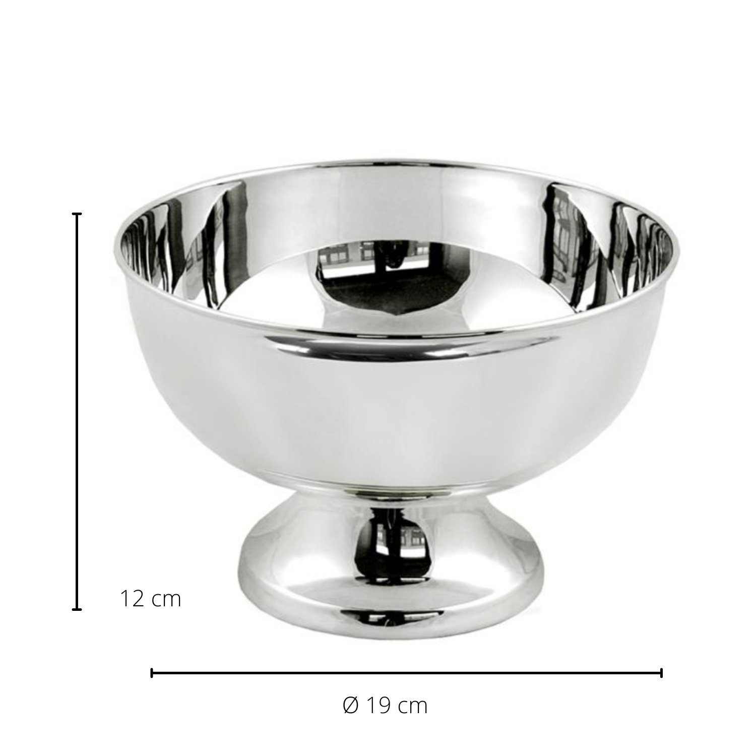 EDZARD Servierschale Palma, Messing, Servierschale, Dekoschale, schwerversilberte, H 12 cm, Ø 19 cm
