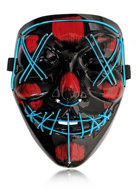 Maskworld Verkleidungsmaske LED Maske neon-blau, Coole Leuchtmaske wie in The Purge