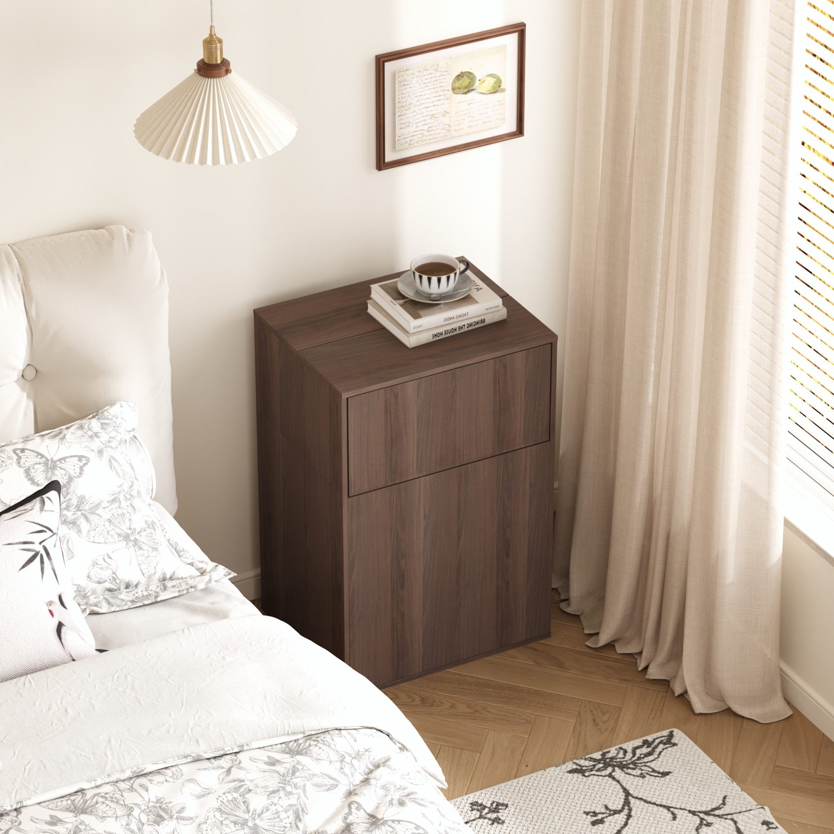 FUFU&GAGA Nachttisch Nachttisch mit Kleiderstange, dunkelbraun, MDF, 60×40× günstig online kaufen