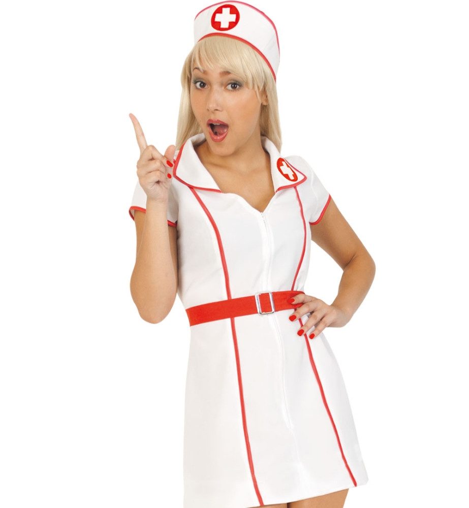 Fries Kostüm Krankenschwester Kostüm Kleid mit Gürtel und Haube Karneval Fa günstig online kaufen