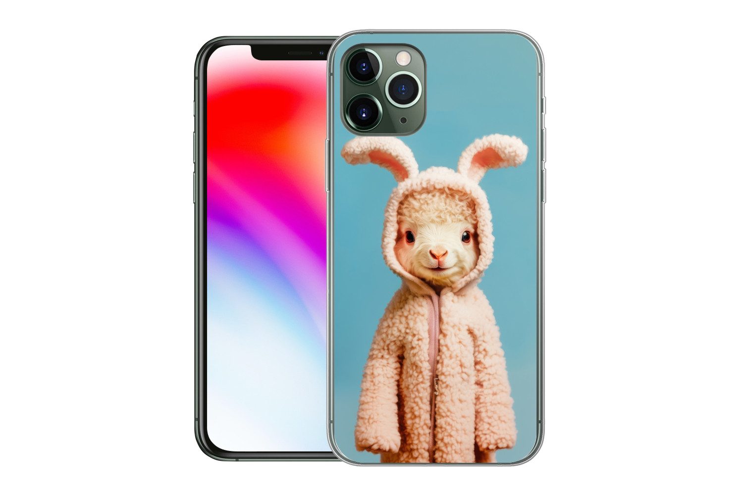 MuchoWow Handyhülle für Apple iPhone 11 Pro Lamm - Osterhase - Kostüm, Smartphone-Bumper, Print, Handy Schutzhülle Dünn
